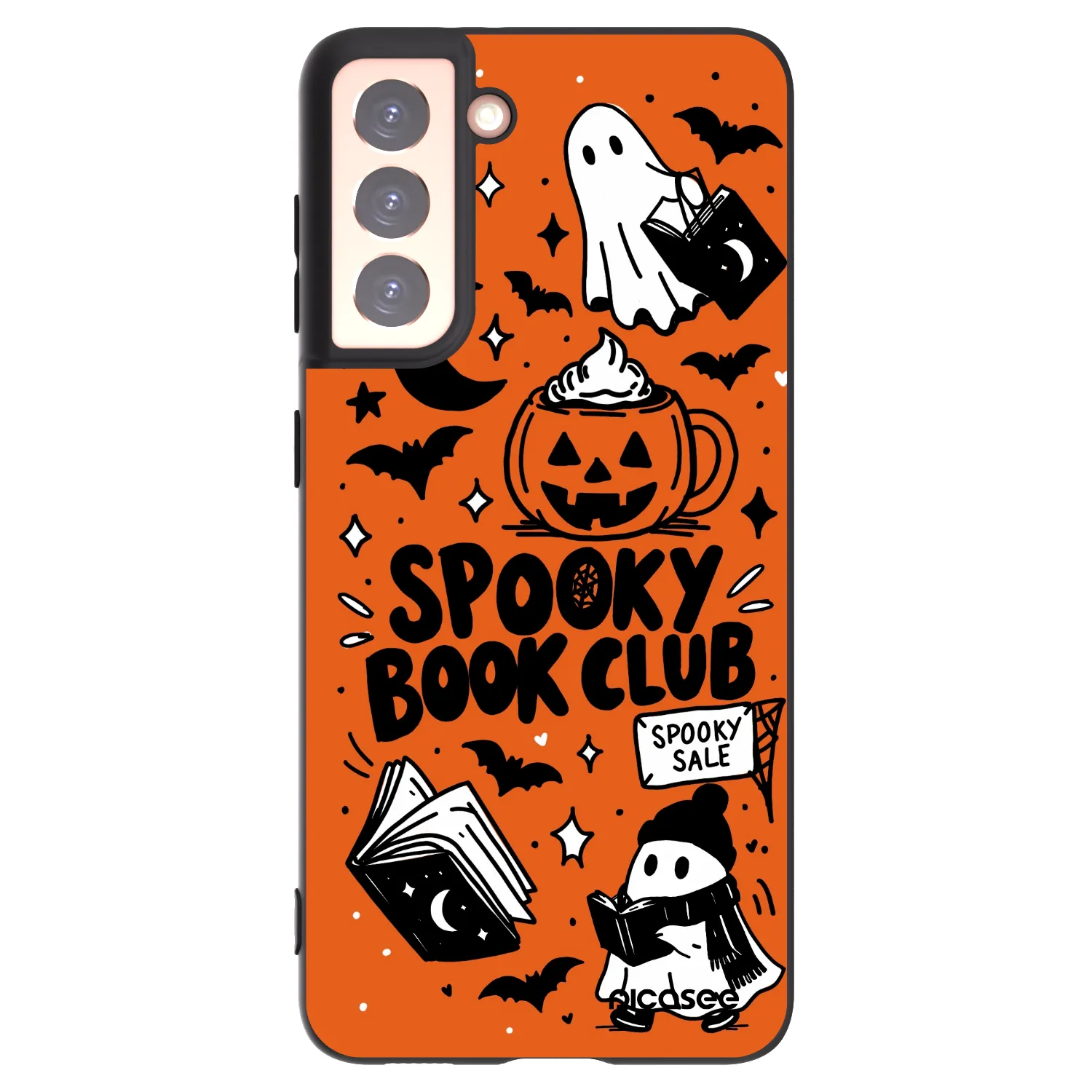 Picasee fekete szilikon tok az alábbi mobiltelefonokra Samsung Galaxy S21 5G G991B - Spooky book club