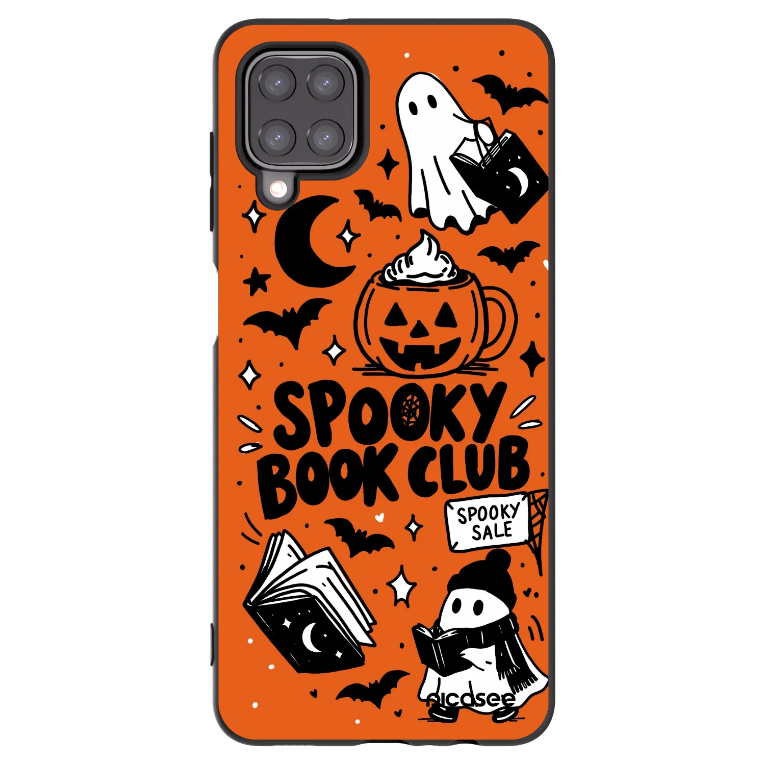 Picasee fekete szilikon tok az alábbi mobiltelefonokra Samsung Galaxy A12 A125F - Spooky book club