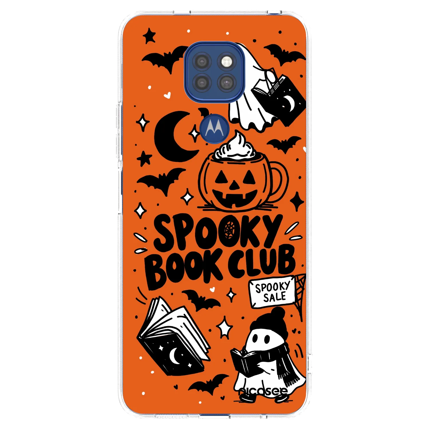 Picasee átlátszó szilikon tok az alábbi mobiltelefonokra Motorola Moto G9 Play - Spooky book club