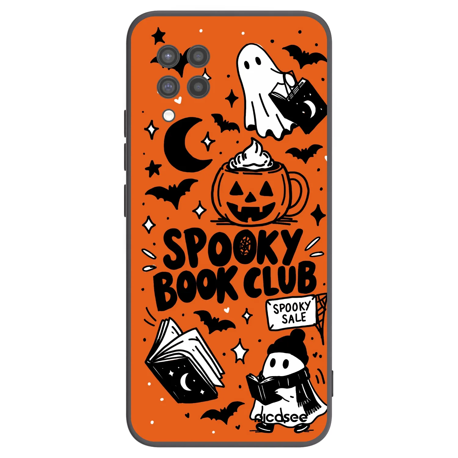 Picasee fekete szilikon tok az alábbi mobiltelefonokra Samsung Galaxy A42 A426B - Spooky book club