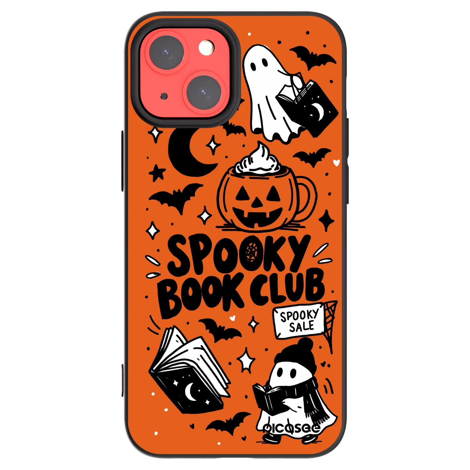 Picasee fekete szilikon tok az alábbi mobiltelefonokra Apple iPhone 13 mini - Spooky book club
