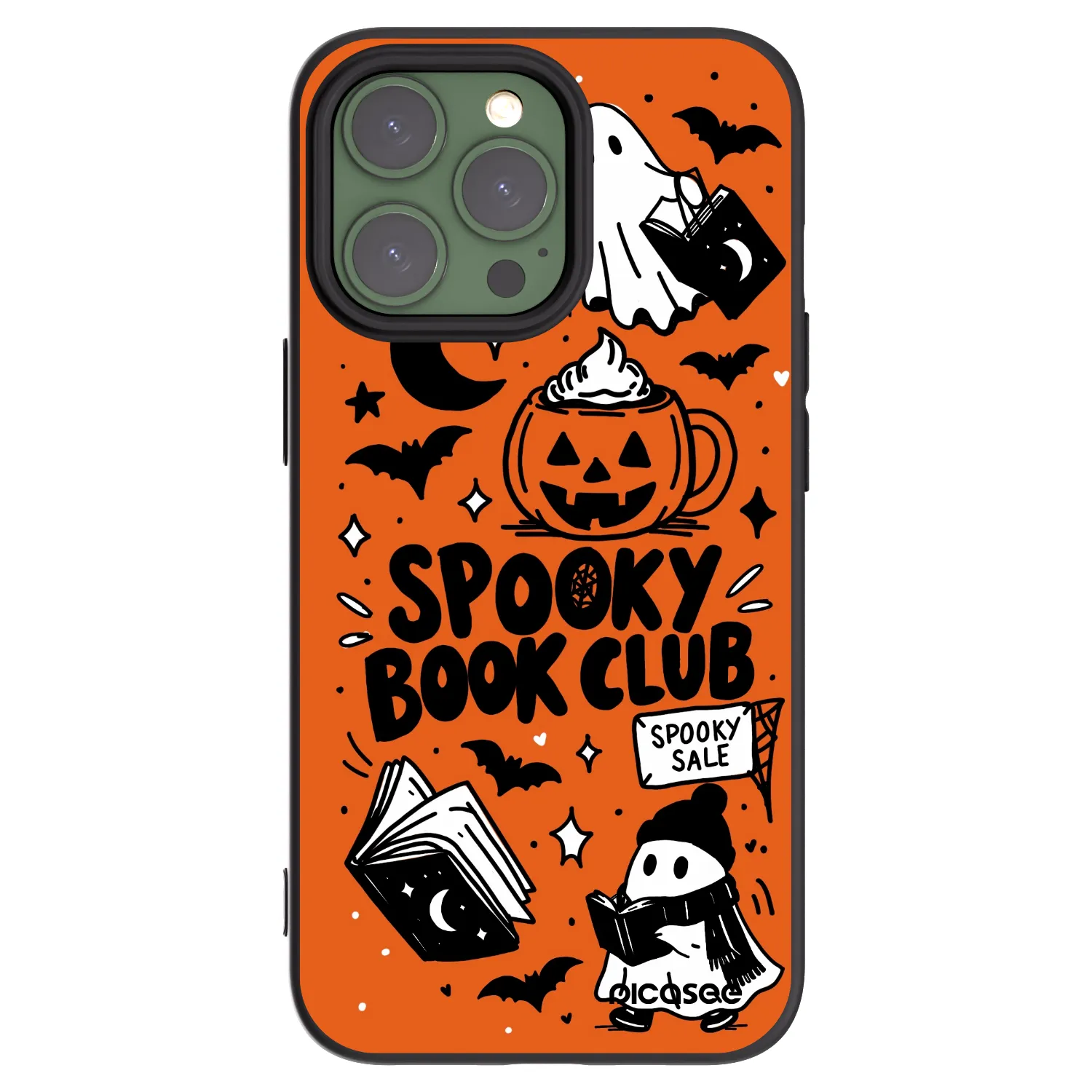 Picasee fekete szilikon tok az alábbi mobiltelefonokra Apple iPhone 13 Pro - Spooky book club