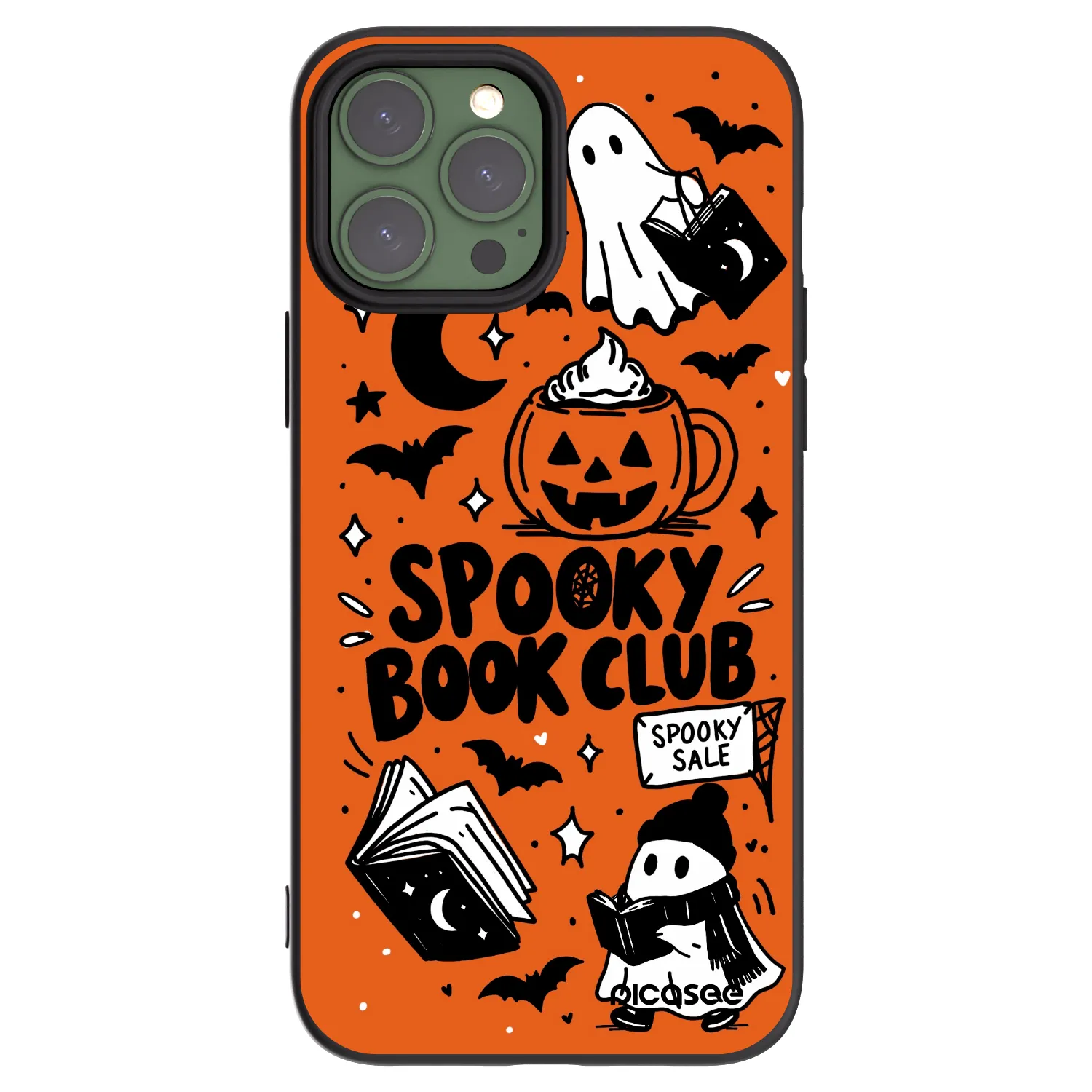 Picasee fekete szilikon tok az alábbi mobiltelefonokra Apple iPhone 13 Pro Max - Spooky book club