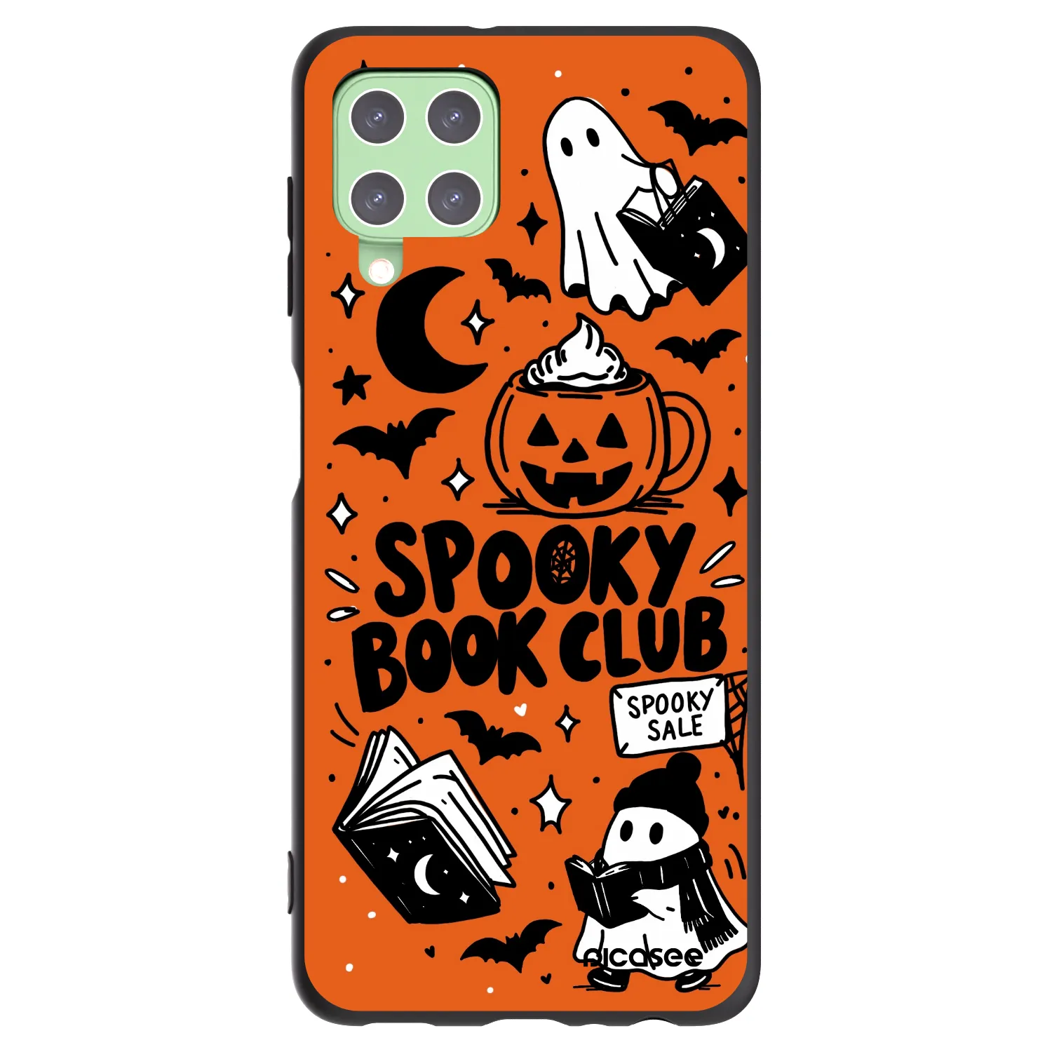 Picasee fekete szilikon tok az alábbi mobiltelefonokra Samsung Galaxy A22 A225F 4G - Spooky book club