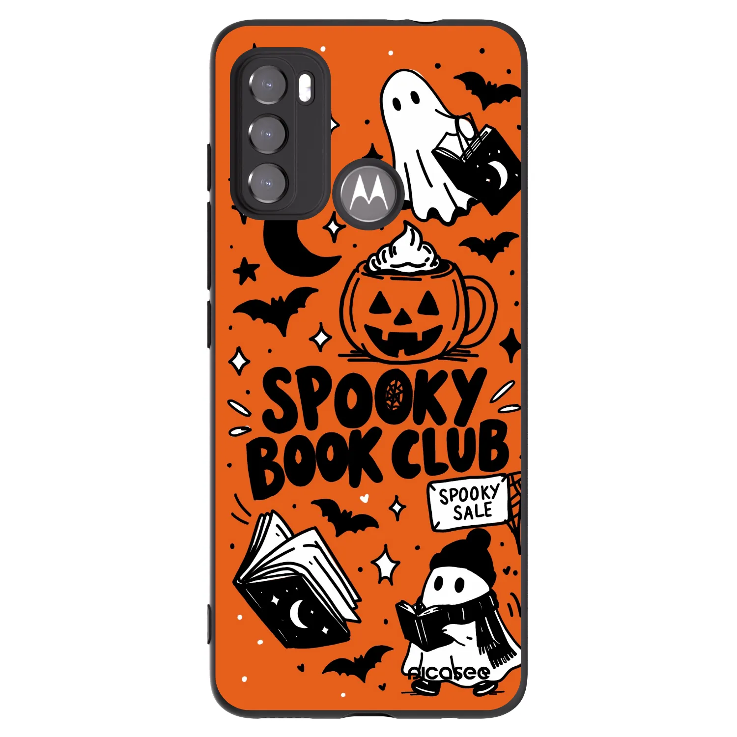 Picasee fekete szilikon tok az alábbi mobiltelefonokra Motorola Moto G60 - Spooky book club