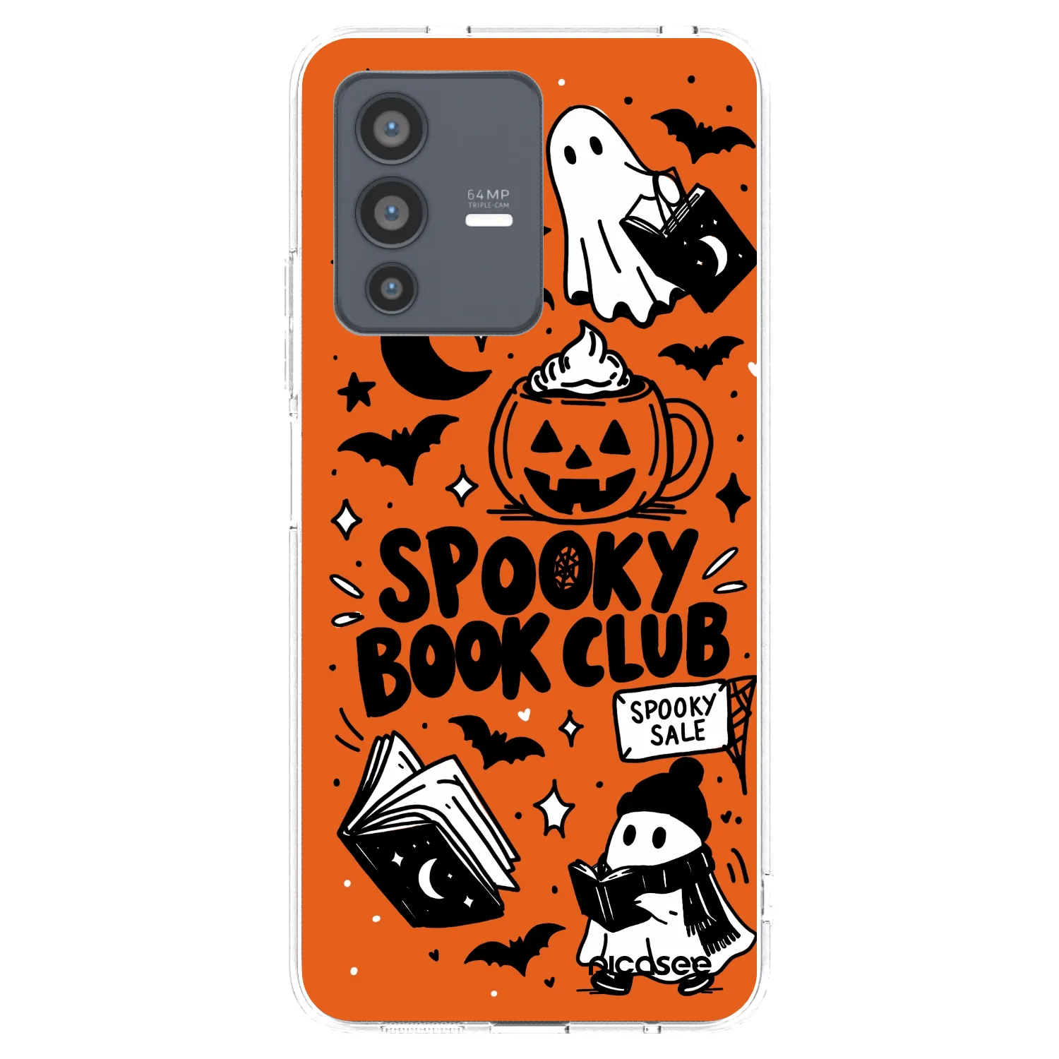 Picasee átlátszó szilikon tok az alábbi mobiltelefonokra Vivo V23 5G - Spooky book club
