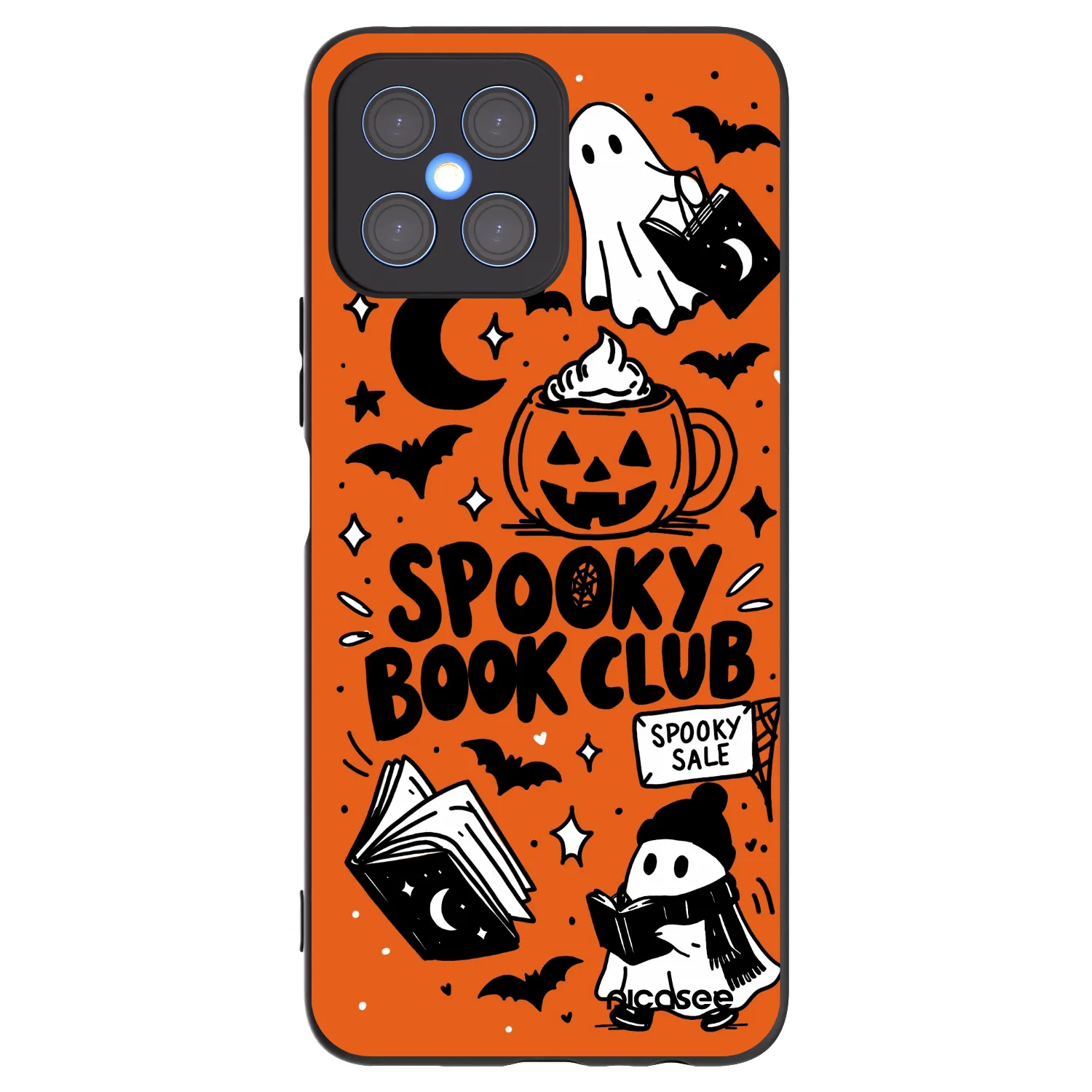 Picasee fekete szilikon tok az alábbi mobiltelefonokra Honor X8 4G - Spooky book club