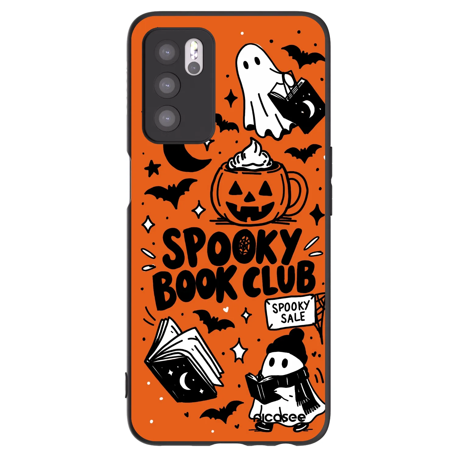 Picasee fekete szilikon tok az alábbi mobiltelefonokra OPPO A16 - Spooky book club