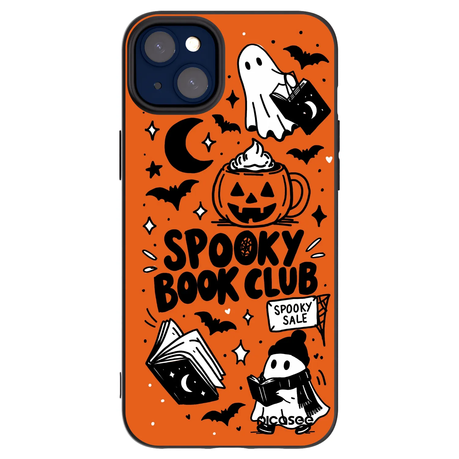 Picasee fekete szilikon tok az alábbi mobiltelefonokra Apple iPhone 14 Plus - Spooky book club