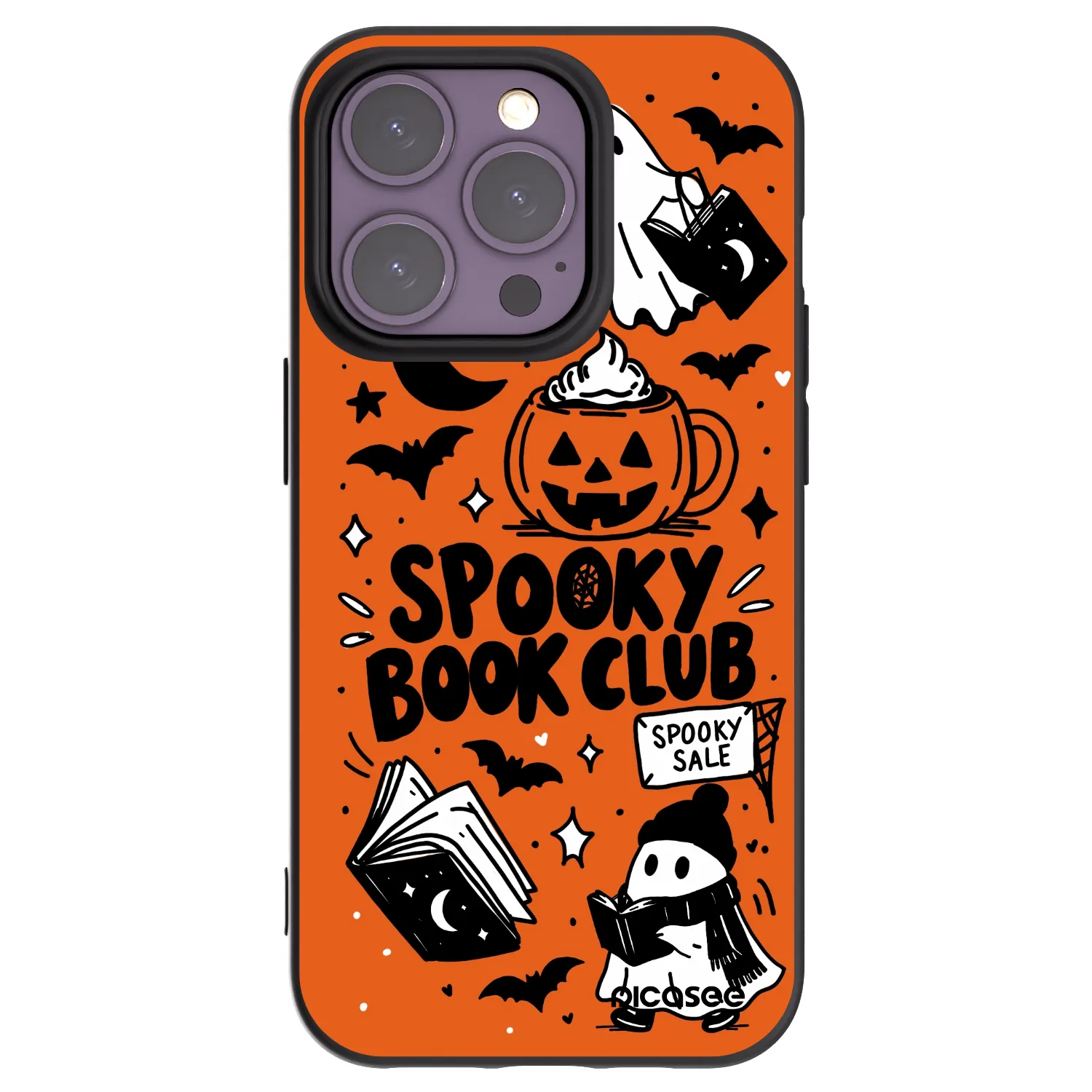 Picasee fekete szilikon tok az alábbi mobiltelefonokra Apple iPhone 14 Pro - Spooky book club