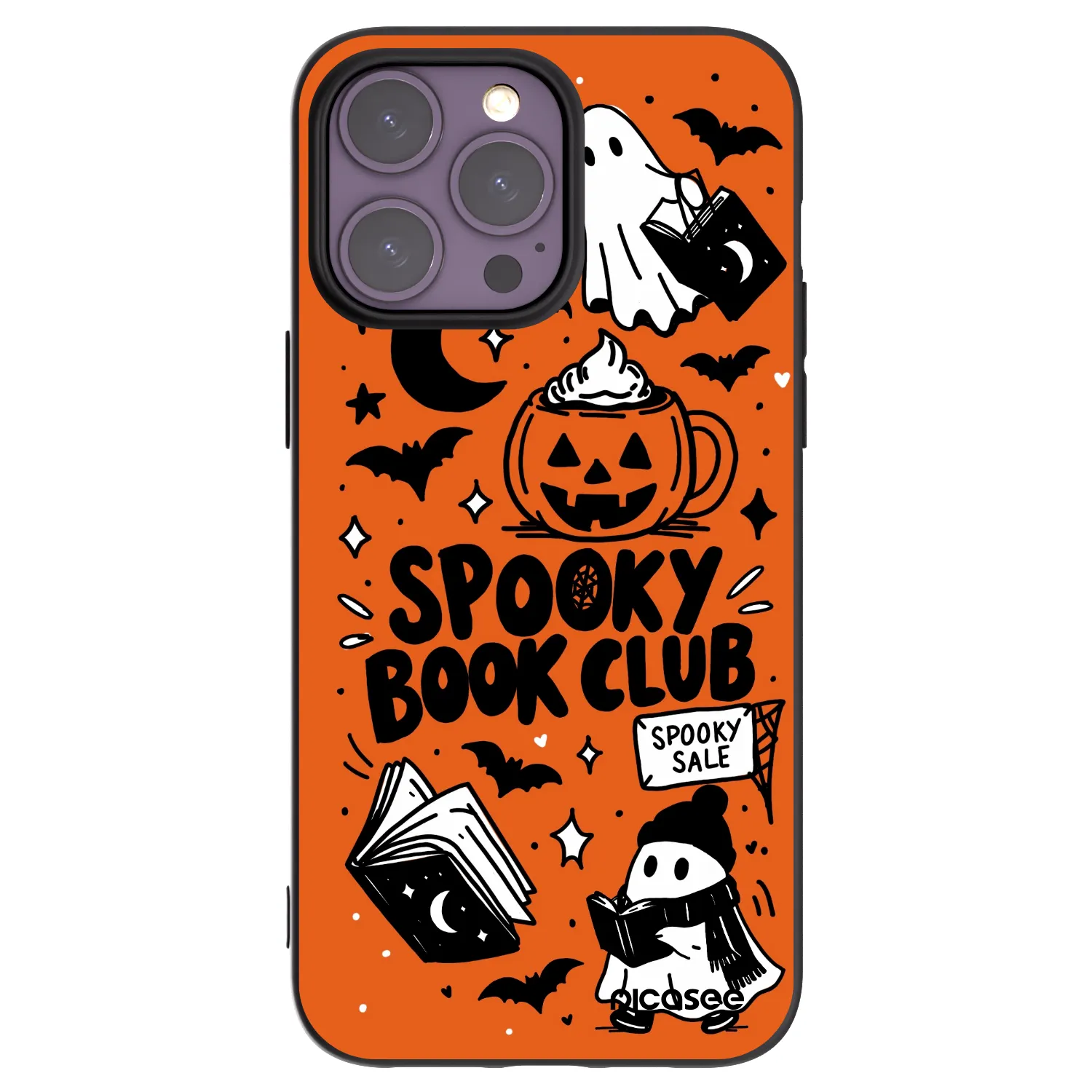 Picasee fekete szilikon tok az alábbi mobiltelefonokra Apple iPhone 14 Pro Max - Spooky book club