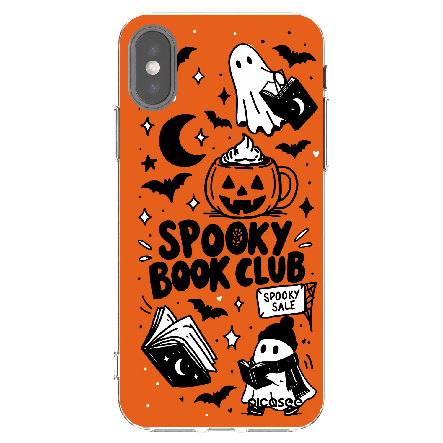 Picasee átlátszó szilikon tok az alábbi mobiltelefonokra Apple iPhone X/XS - Spooky book club