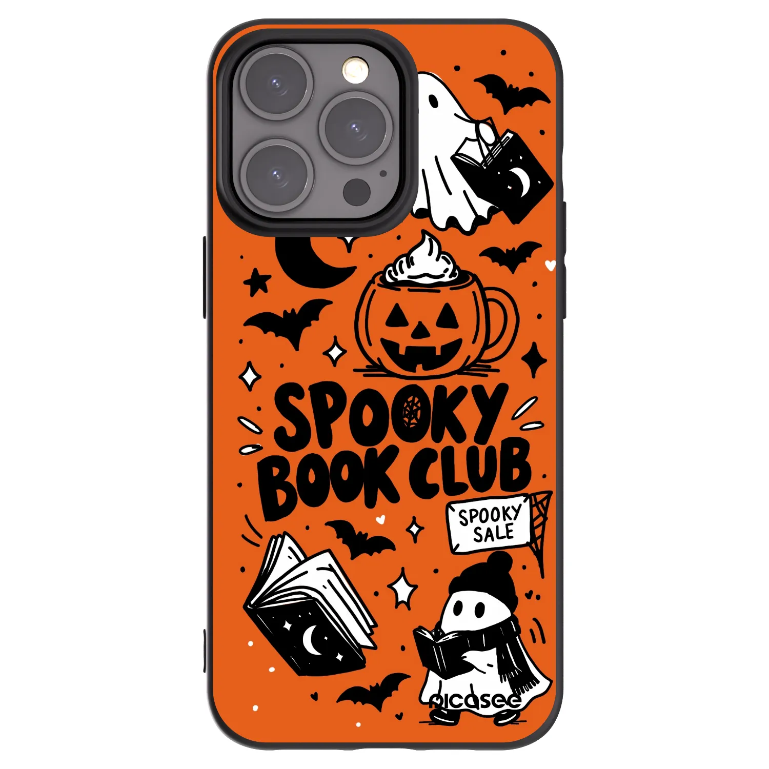 Picasee fekete szilikon tok az alábbi mobiltelefonokra Apple iPhone 15 Pro Max - Spooky book club