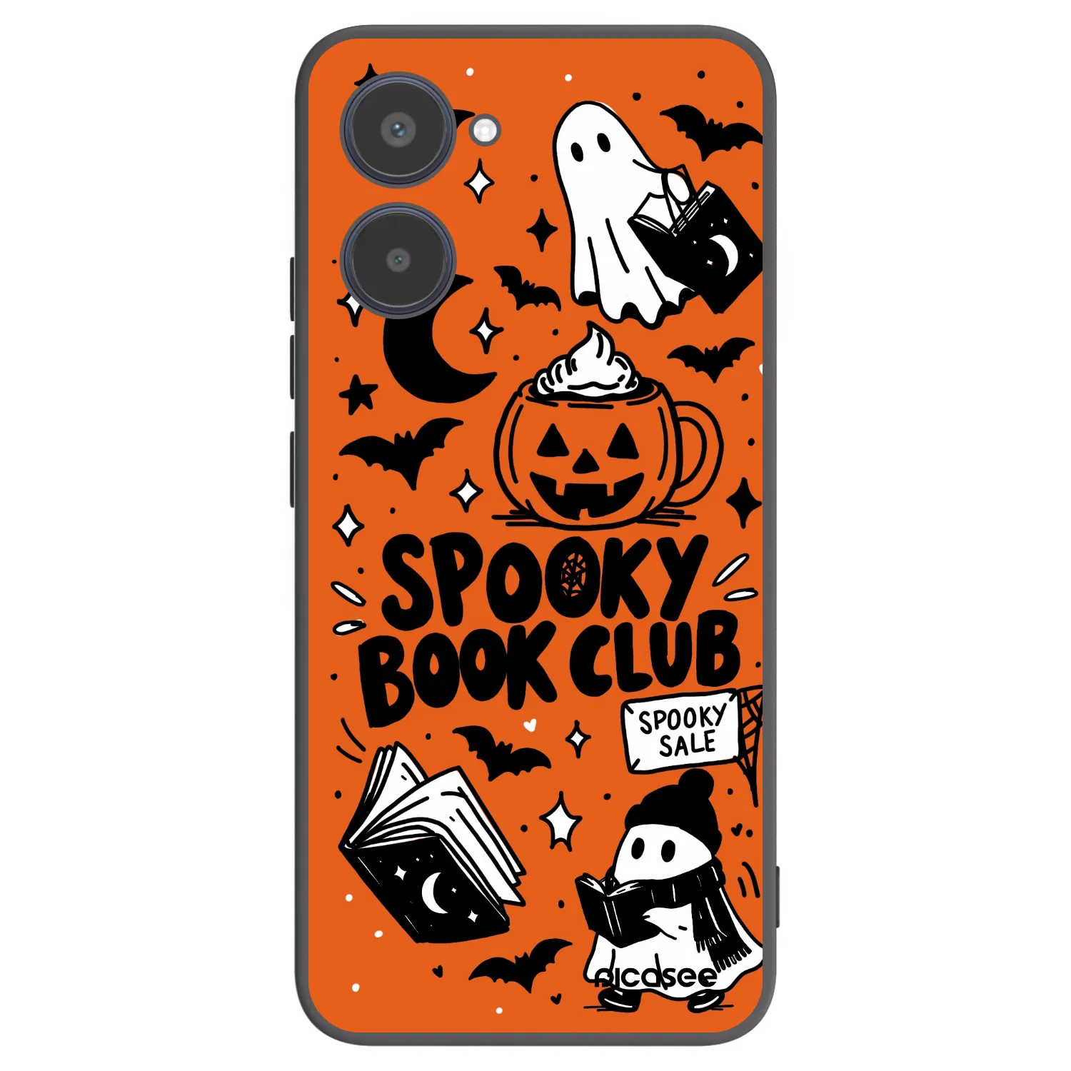 Picasee fekete szilikon tok az alábbi mobiltelefonokra Realme 10 4G - Spooky book club