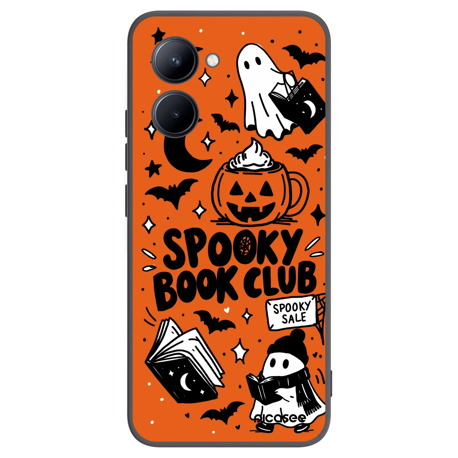 Picasee fekete szilikon tok az alábbi mobiltelefonokra Realme C33 (2023) - Spooky book club