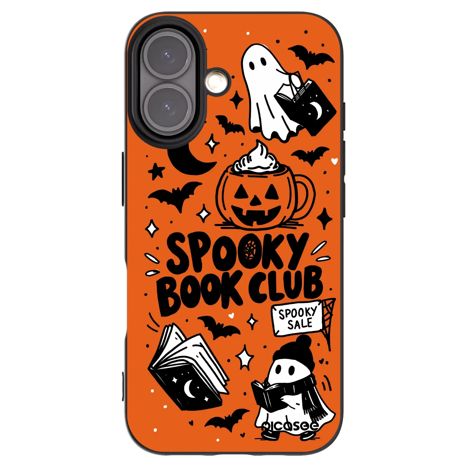 Picasee fekete szilikon tok az alábbi mobiltelefonokra Apple iPhone 16 - Spooky book club