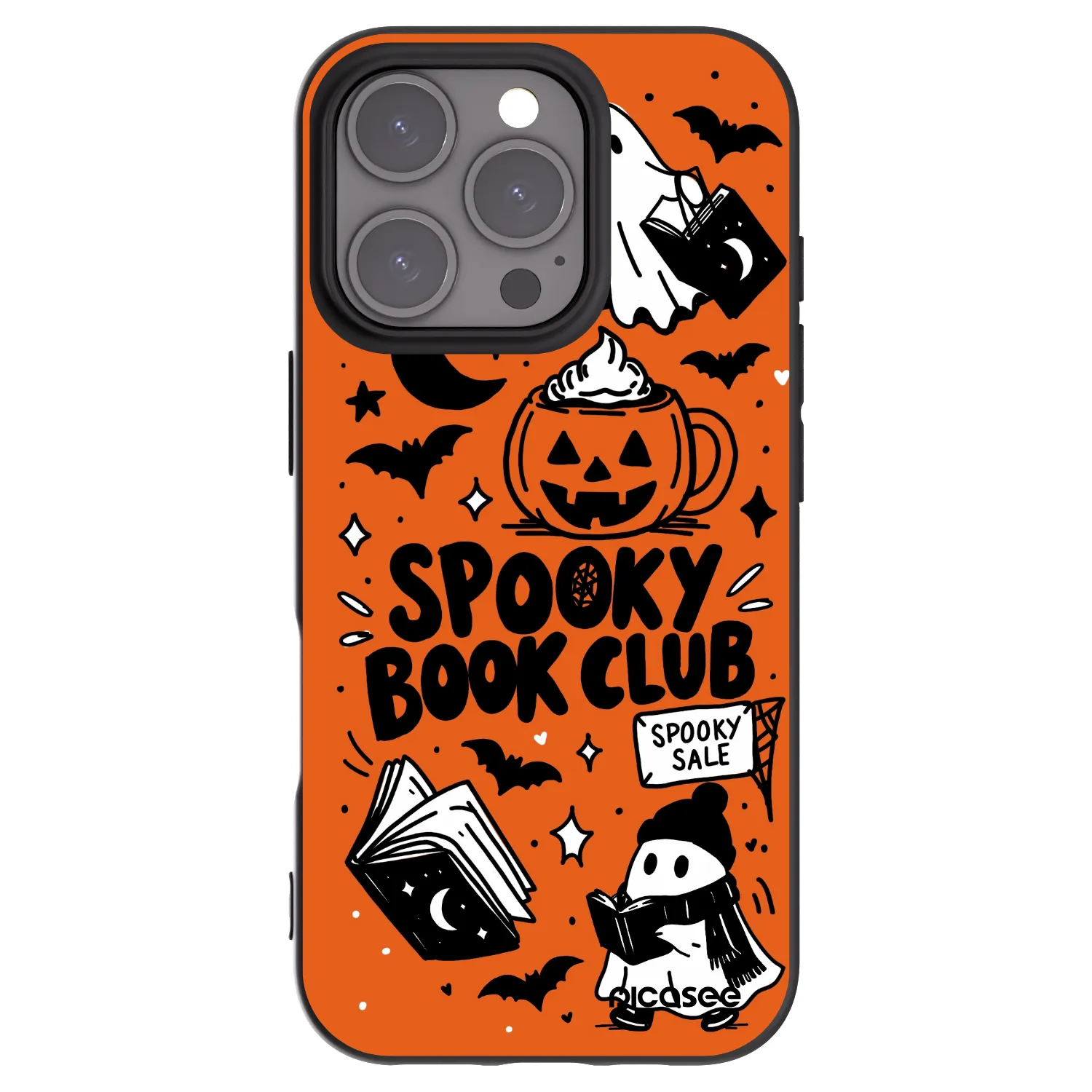 Picasee fekete szilikon tok az alábbi mobiltelefonokra Apple iPhone 16 Pro - Spooky book club