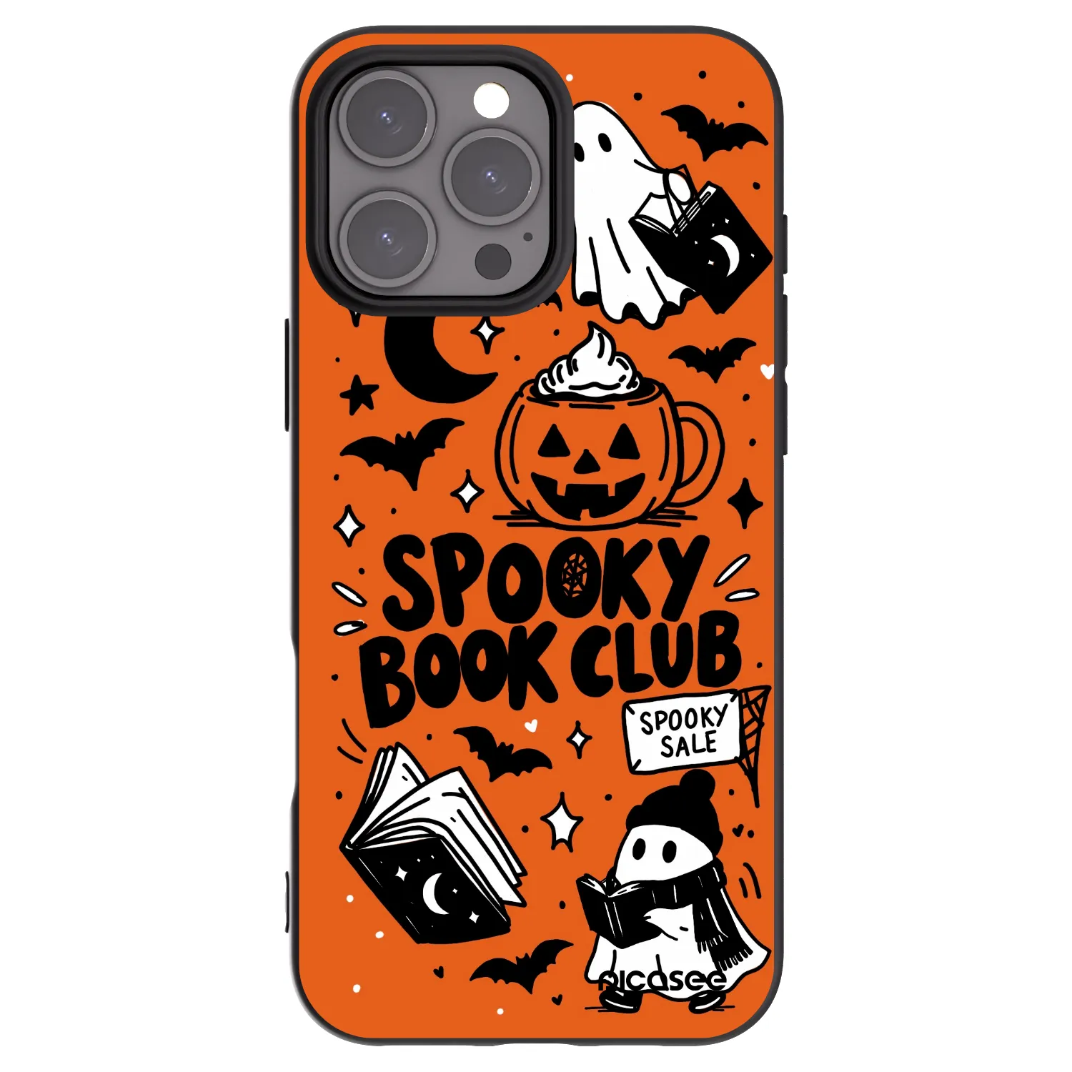 Picasee fekete szilikon tok az alábbi mobiltelefonokra Apple iPhone 16 Pro Max - Spooky book club