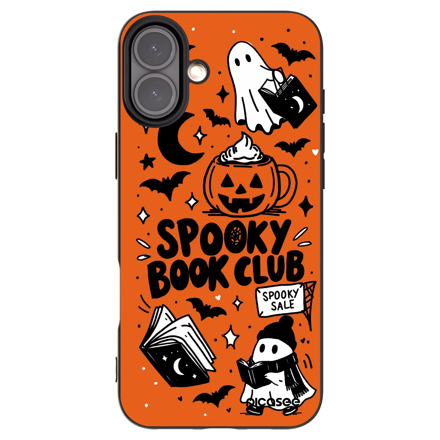 Picasee fekete szilikon tok az alábbi mobiltelefonokra Apple iPhone 16 Plus - Spooky book club