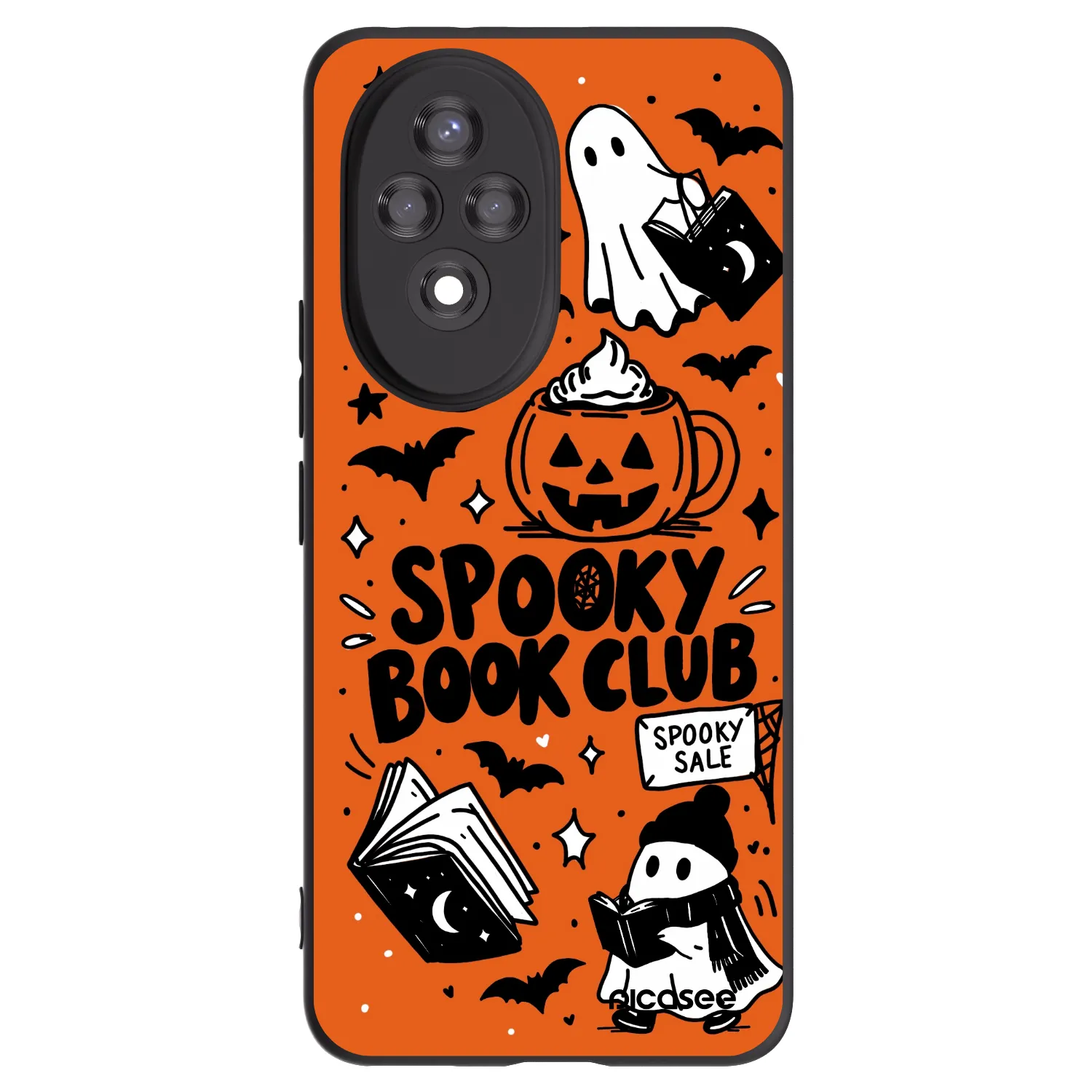 Picasee fekete szilikon tok az alábbi mobiltelefonokra Honor 200 Pro 5G - Spooky book club