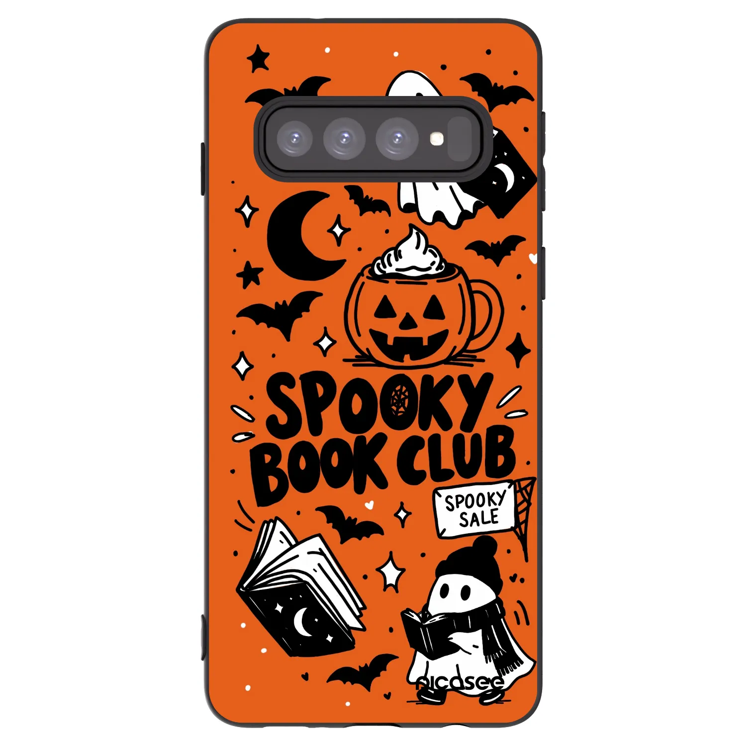 Picasee fekete szilikon tok az alábbi mobiltelefonokra Samsung Galaxy S10 G973 - Spooky book club