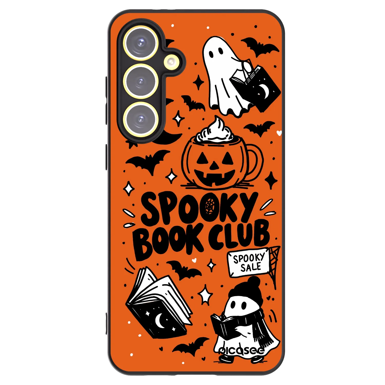 Picasee fekete szilikon tok az alábbi mobiltelefonokra Samsung Galaxy S24 FE S721B - Spooky book club