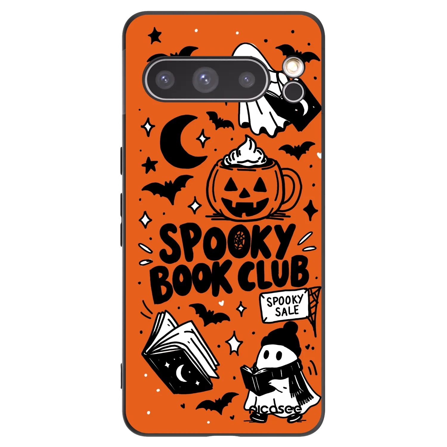 Picasee fekete szilikon tok az alábbi mobiltelefonokra Google Pixel 8 Pro - Spooky book club
