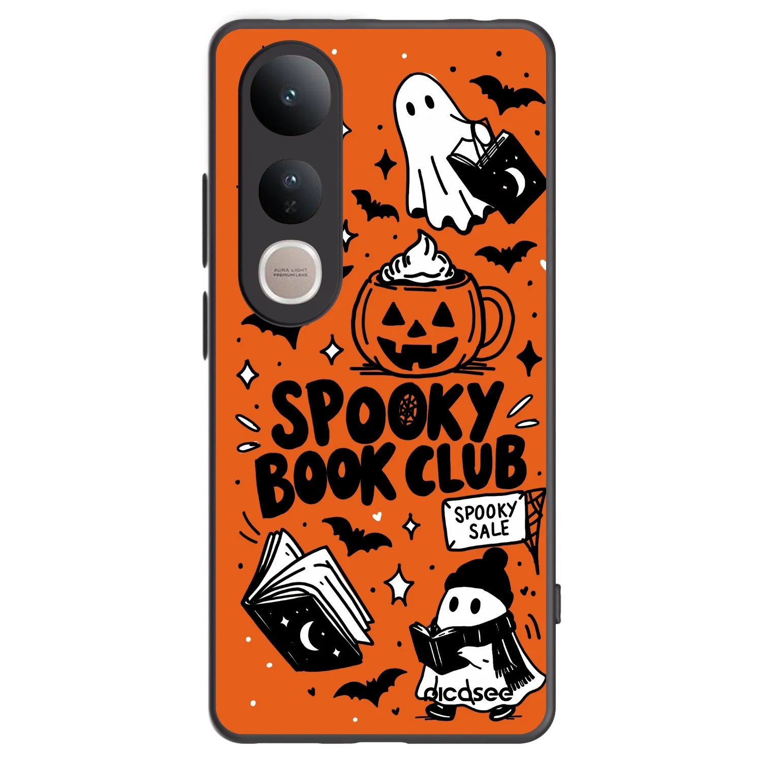 Picasee fekete szilikon tok az alábbi mobiltelefonokra Vivo V50 Lite 5G - Spooky book club