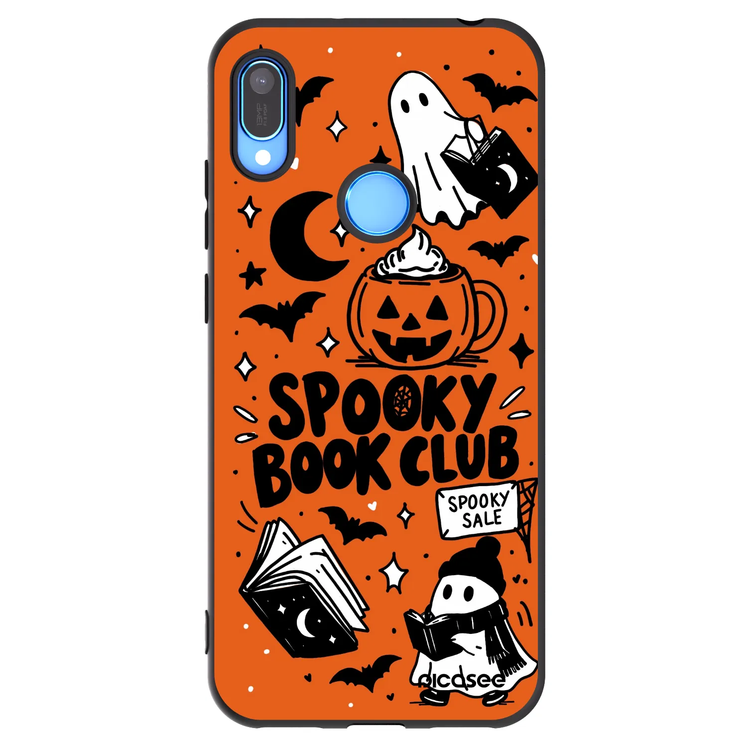 Picasee fekete szilikon tok az alábbi mobiltelefonokra Huawei Y6 2019 - Spooky book club