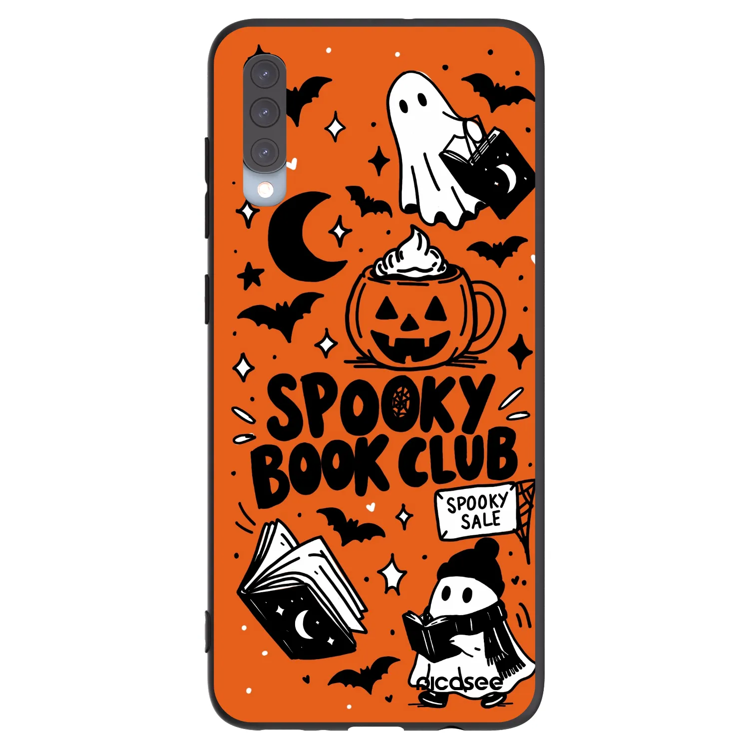 Picasee fekete szilikon tok az alábbi mobiltelefonokra Samsung Galaxy A70 A705F - Spooky book club