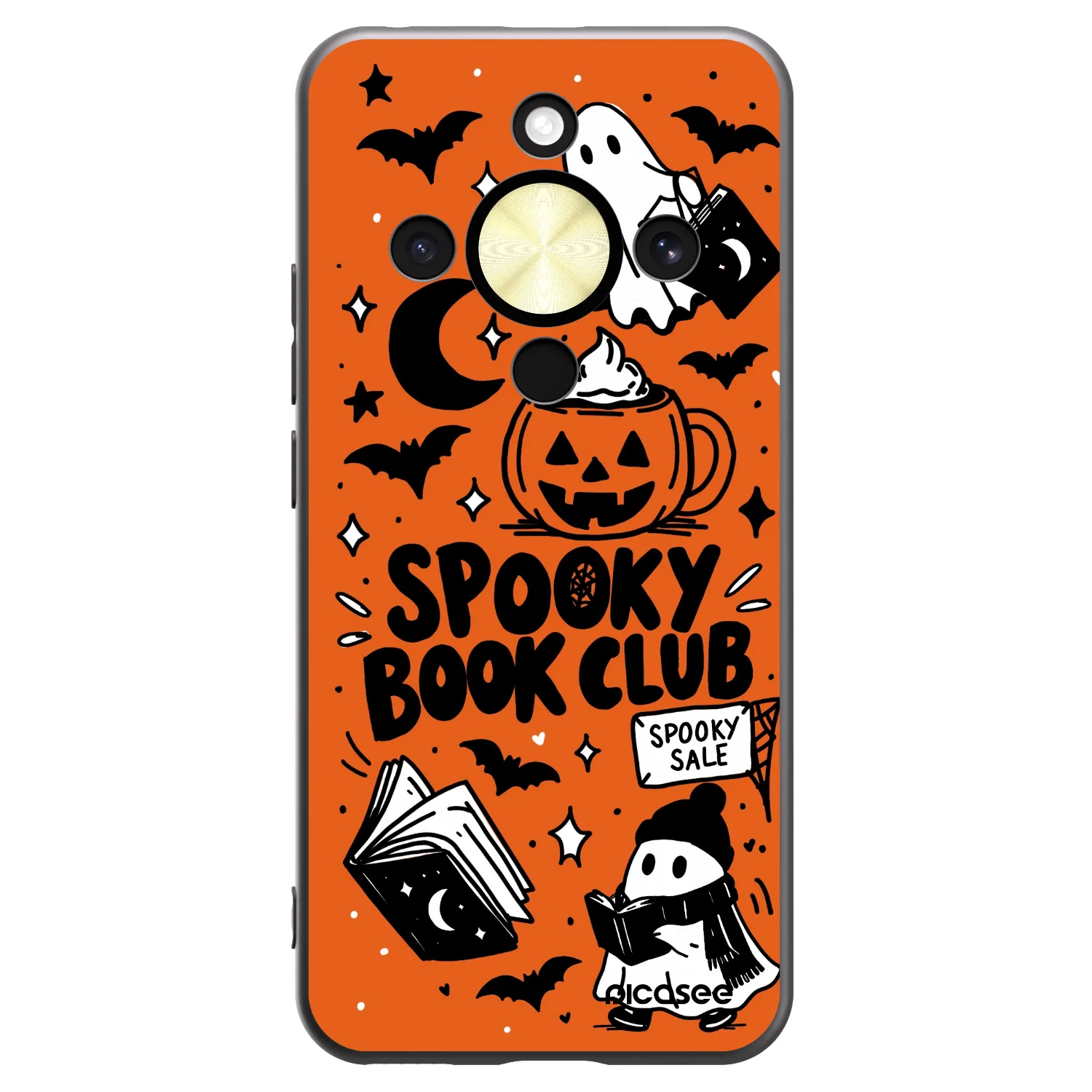 Picasee fekete szilikon tok az alábbi mobiltelefonokra Honor Magic8 Lite 5G - Spooky book club