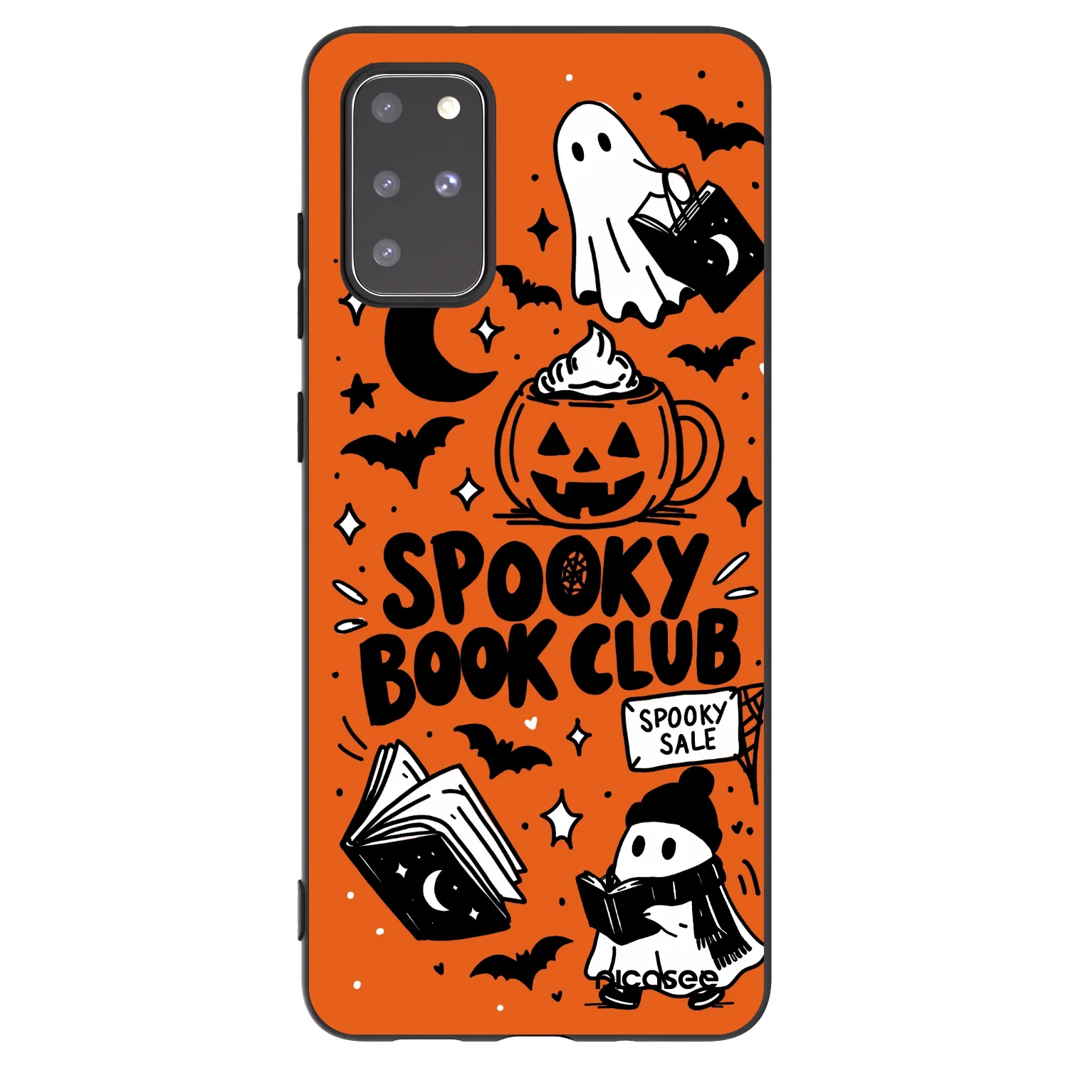 Picasee fekete szilikon tok az alábbi mobiltelefonokra Samsung Galaxy S20+ G985F - Spooky book club