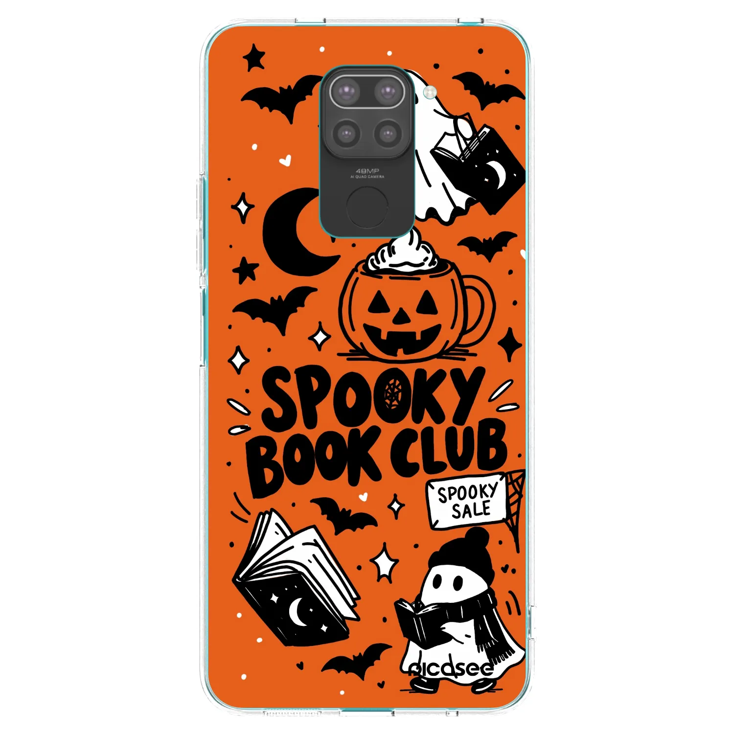 Picasee fekete szilikon tok az alábbi mobiltelefonokra Xiaomi Redmi Note 9 - Spooky book club