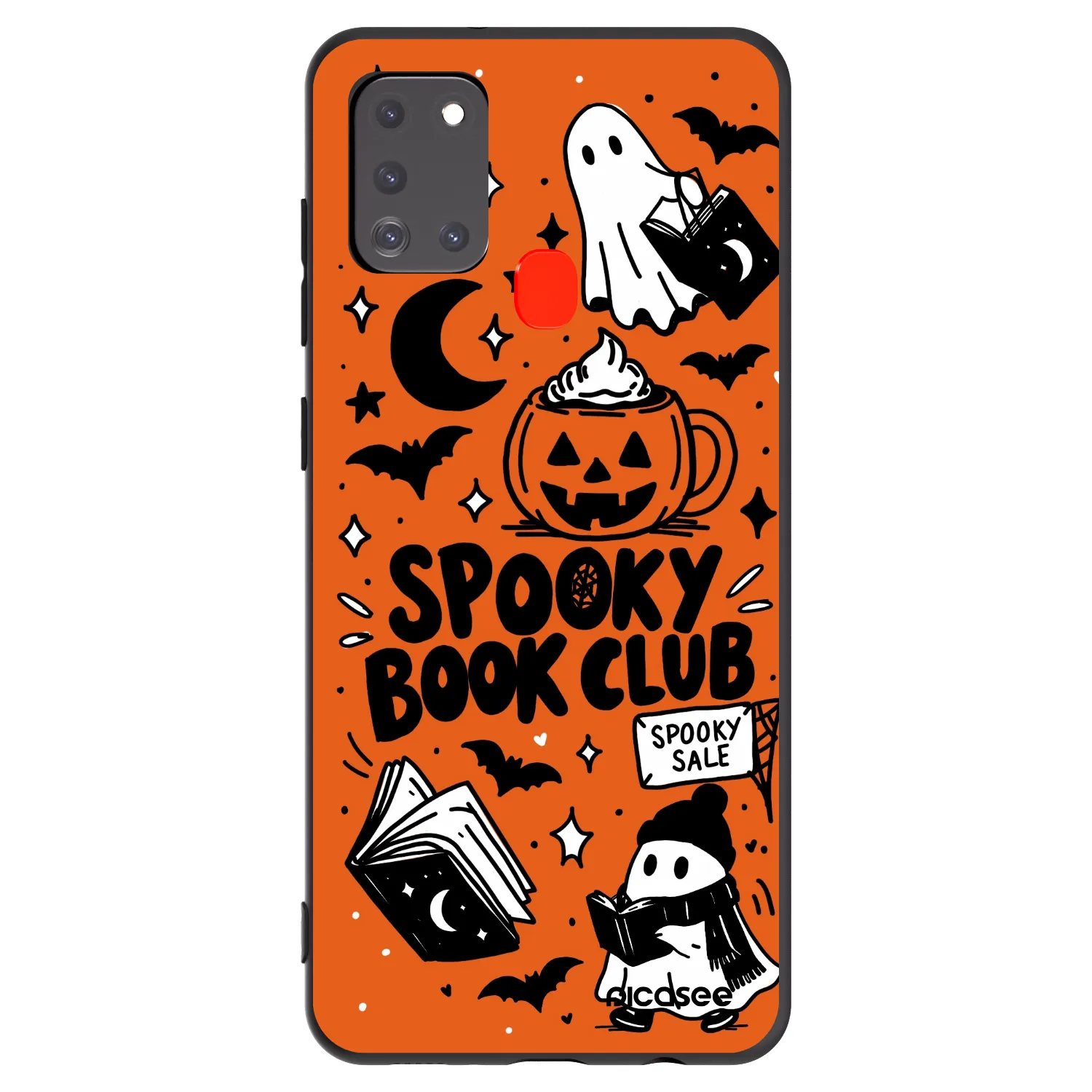 Picasee fekete szilikon tok az alábbi mobiltelefonokra Samsung Galaxy A21s - Spooky book club