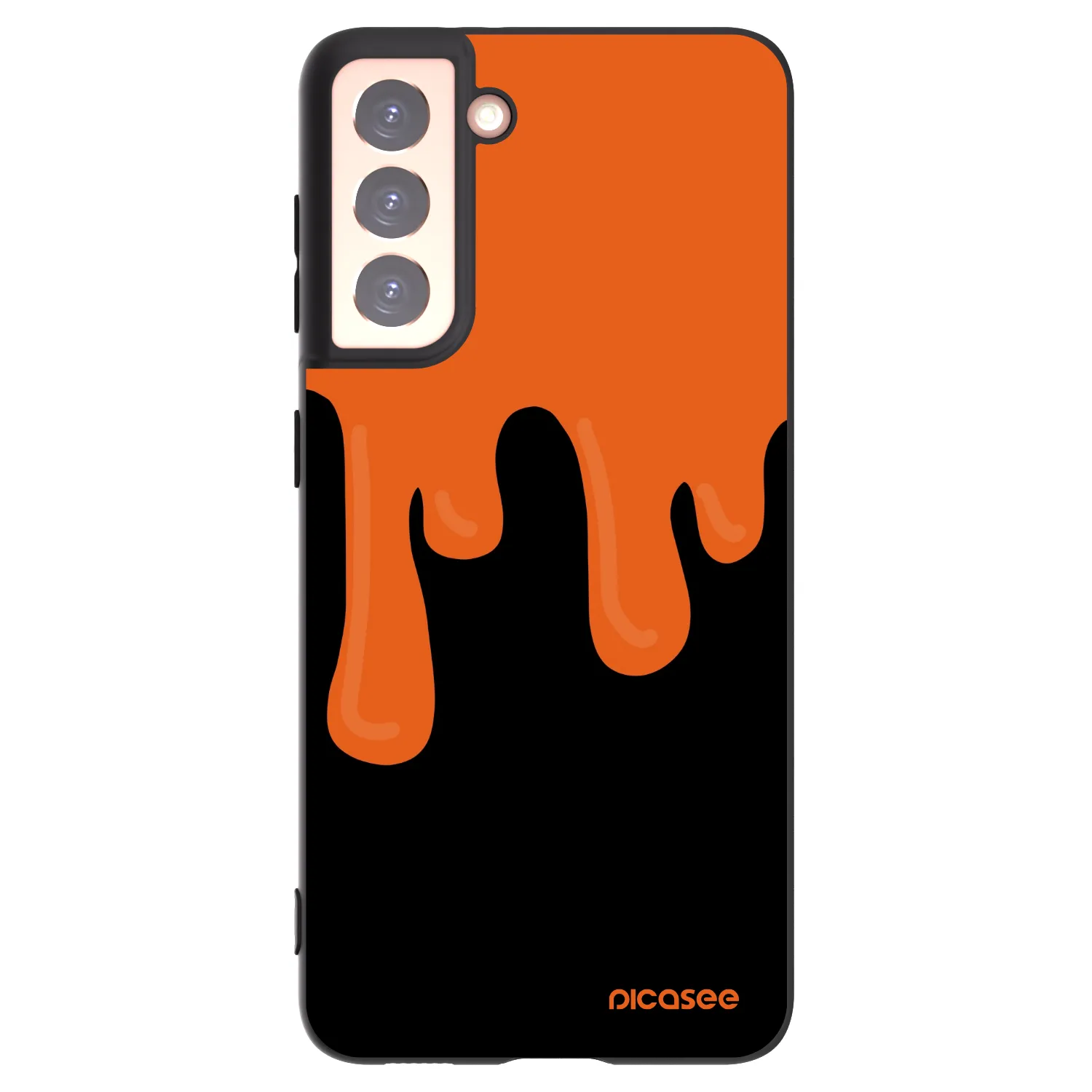 Picasee fekete szilikon tok az alábbi mobiltelefonokra Samsung Galaxy S21 5G G991B - Orange spooky