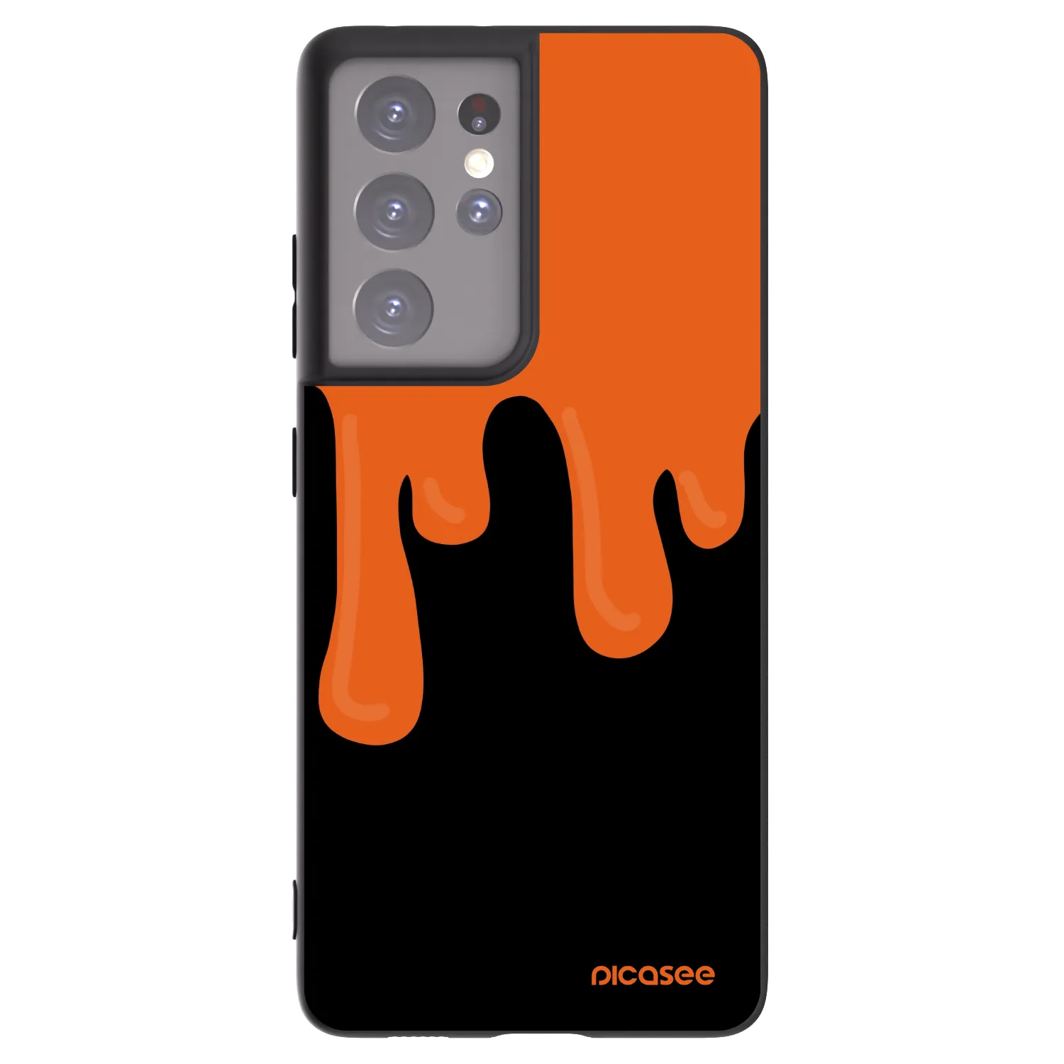 Picasee fekete szilikon tok az alábbi mobiltelefonokra Samsung Galaxy S21 Ultra 5G G998B - Orange spooky