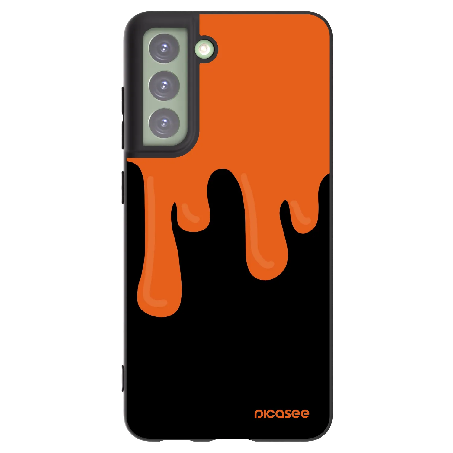 Picasee fekete szilikon tok az alábbi mobiltelefonokra Samsung Galaxy S21 FE 5G - Orange spooky