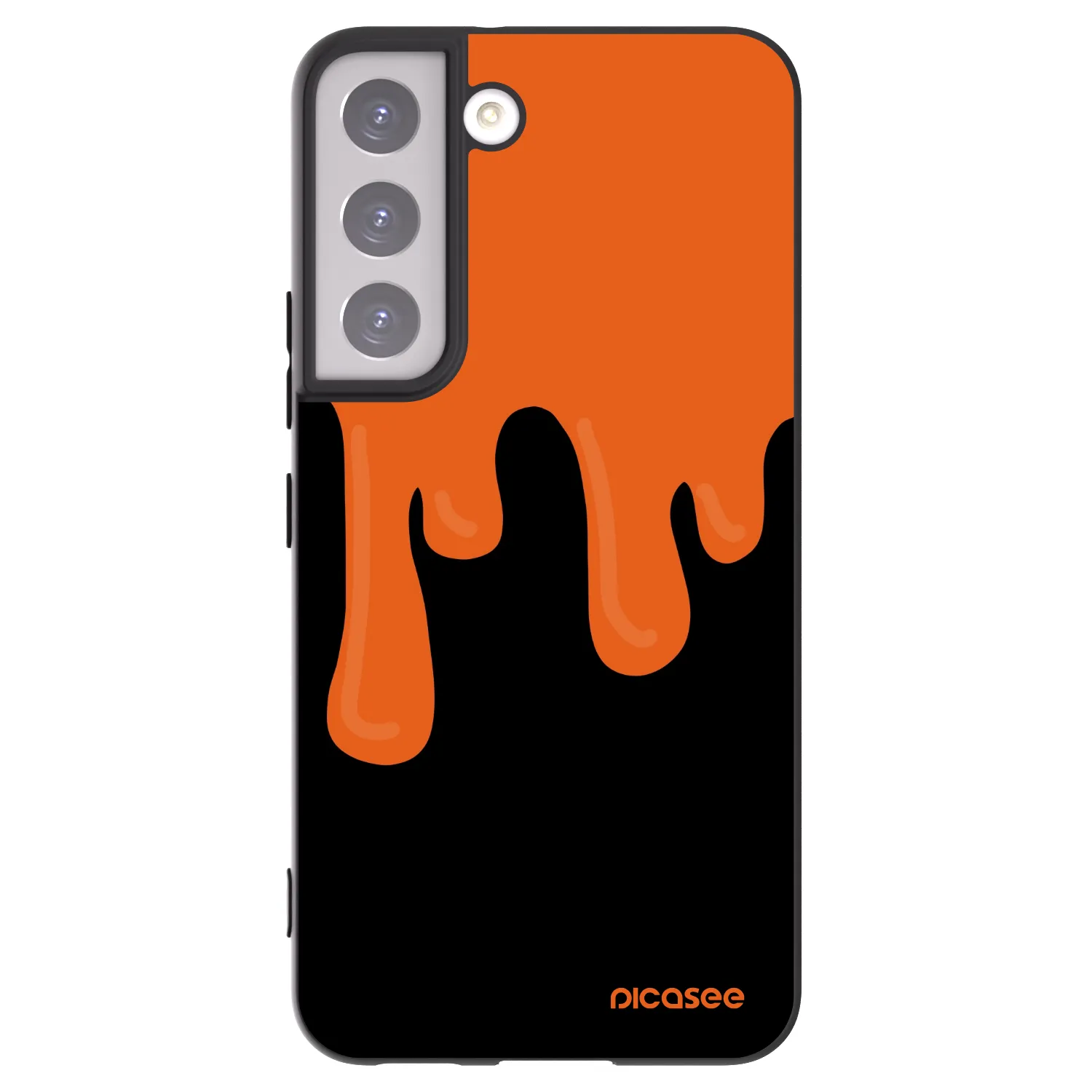 Picasee fekete szilikon tok az alábbi mobiltelefonokra Samsung Galaxy S22 5G - Orange spooky