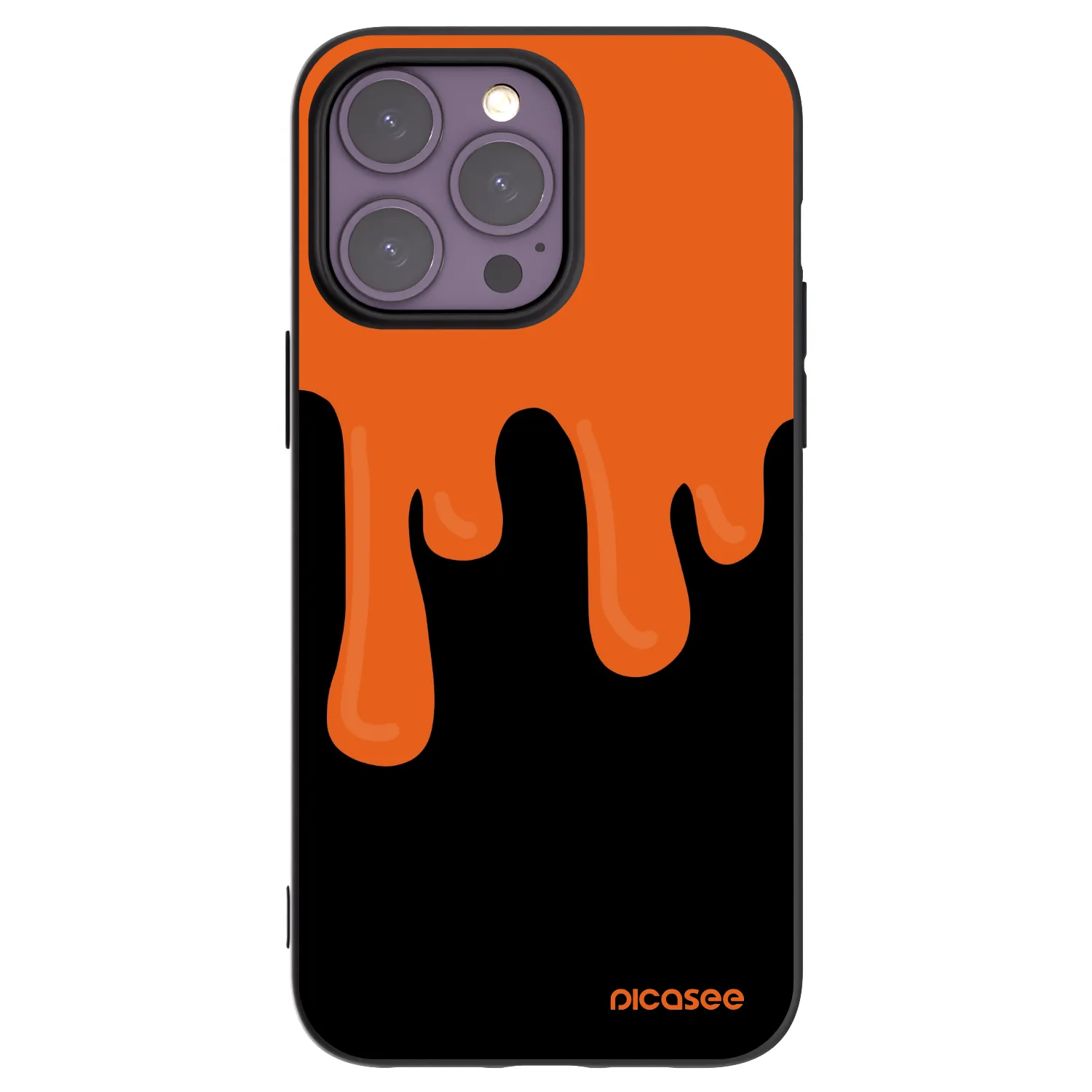 Picasee fekete szilikon tok az alábbi mobiltelefonokra Apple iPhone 14 Pro Max - Orange spooky