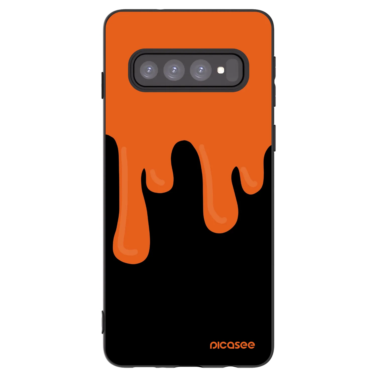 Picasee fekete szilikon tok az alábbi mobiltelefonokra Samsung Galaxy S10 G973 - Orange spooky