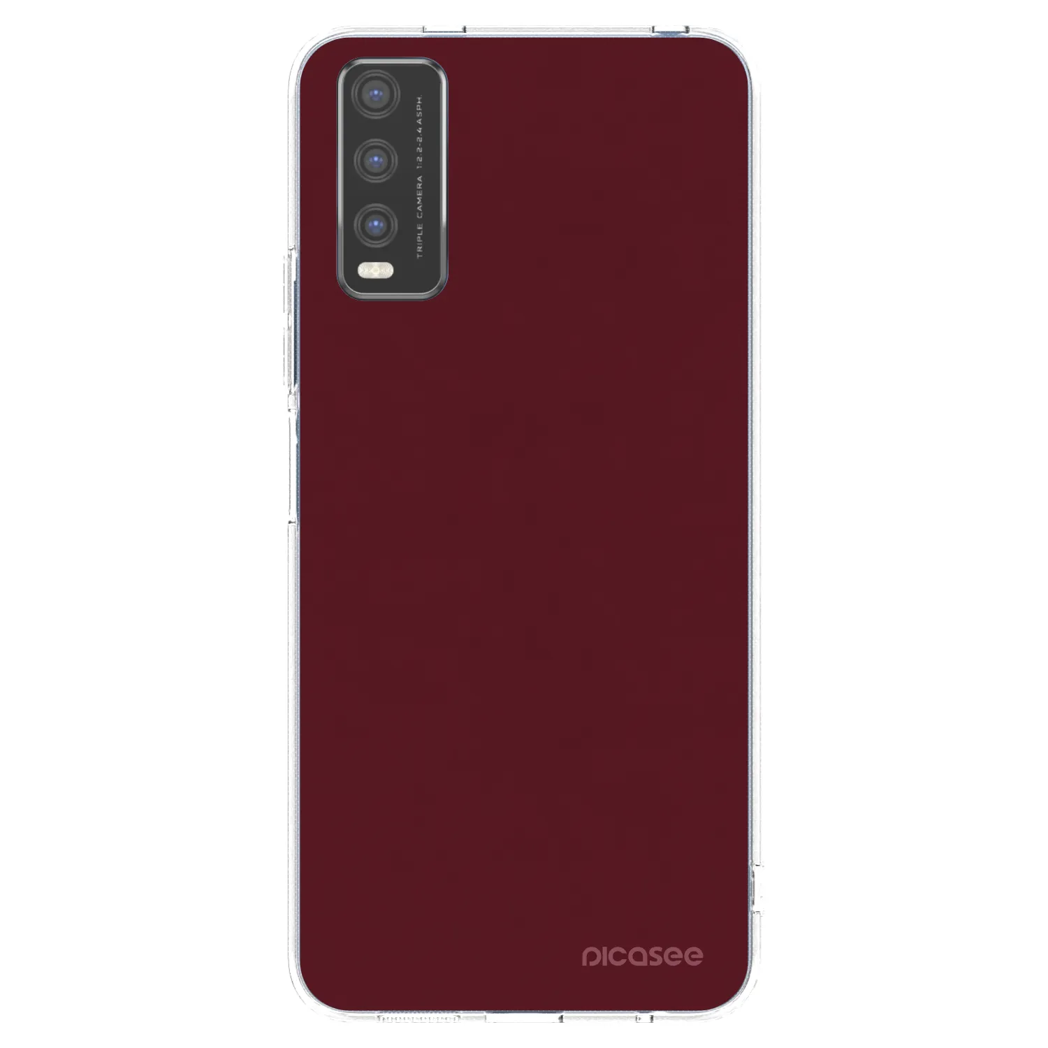 Picasee átlátszó szilikon tok az alábbi mobiltelefonokra Vivo Y20s - Burgundy red