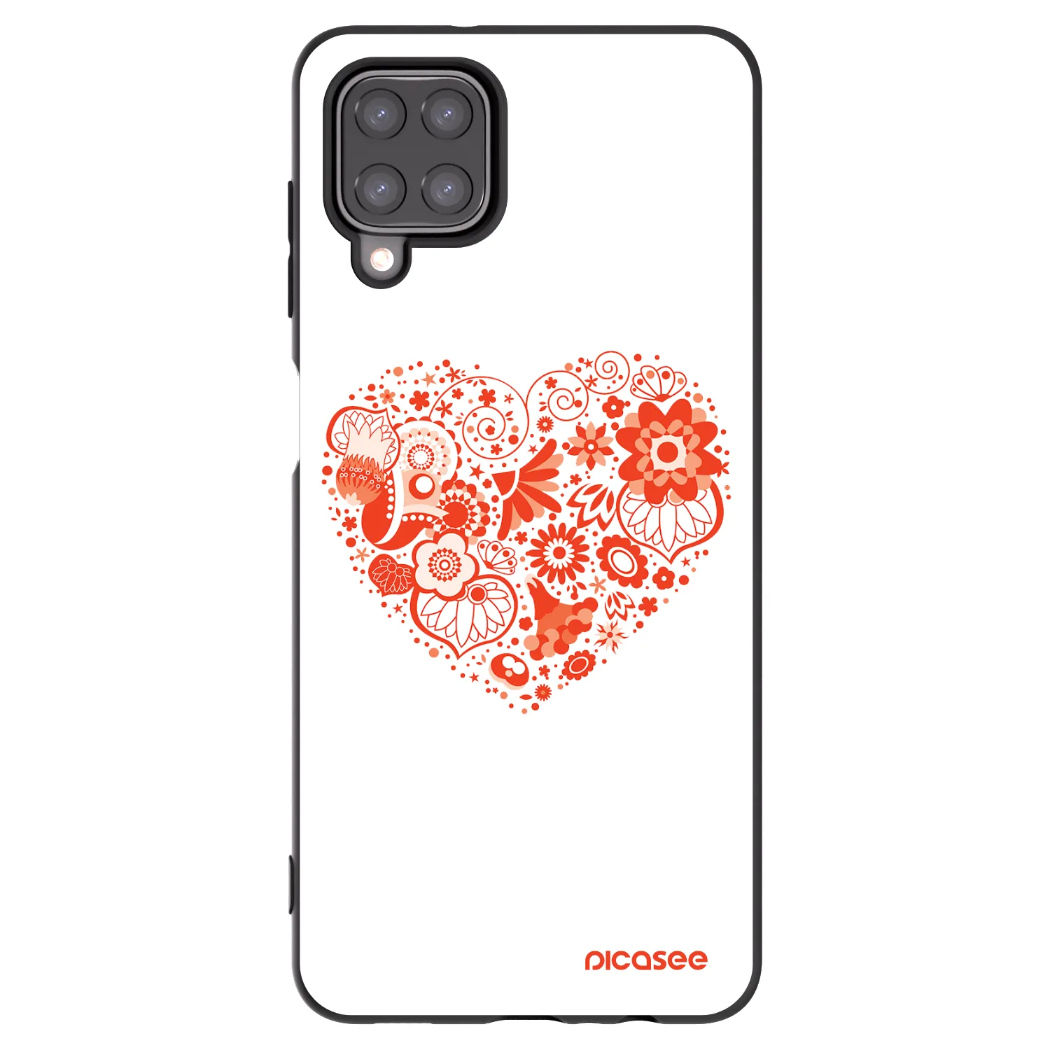Picasee fekete szilikon tok az alábbi mobiltelefonokra Samsung Galaxy A12 A125F - Big heart