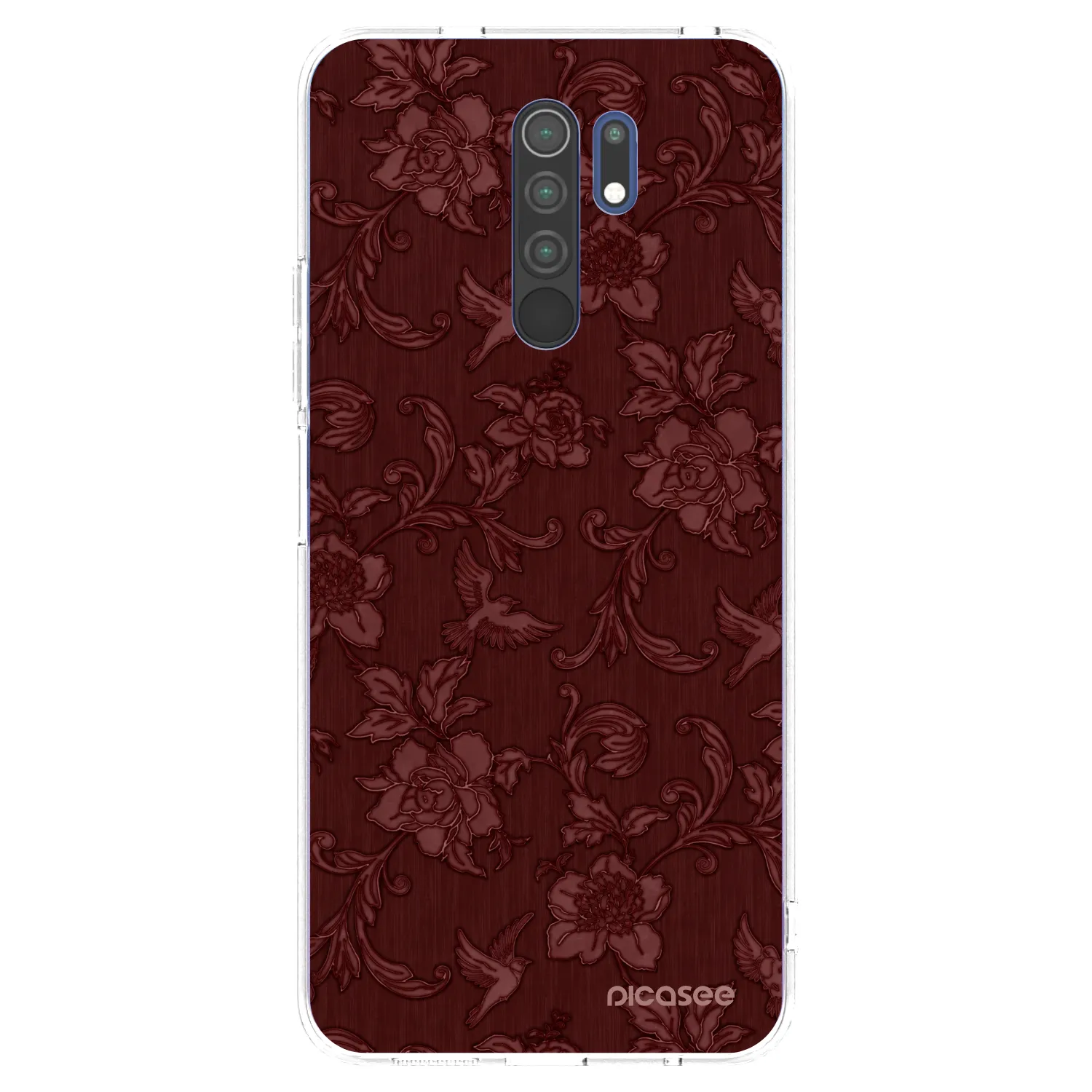Picasee átlátszó szilikon tok az alábbi mobiltelefonokra Xiaomi Redmi 9 - Red Elegance