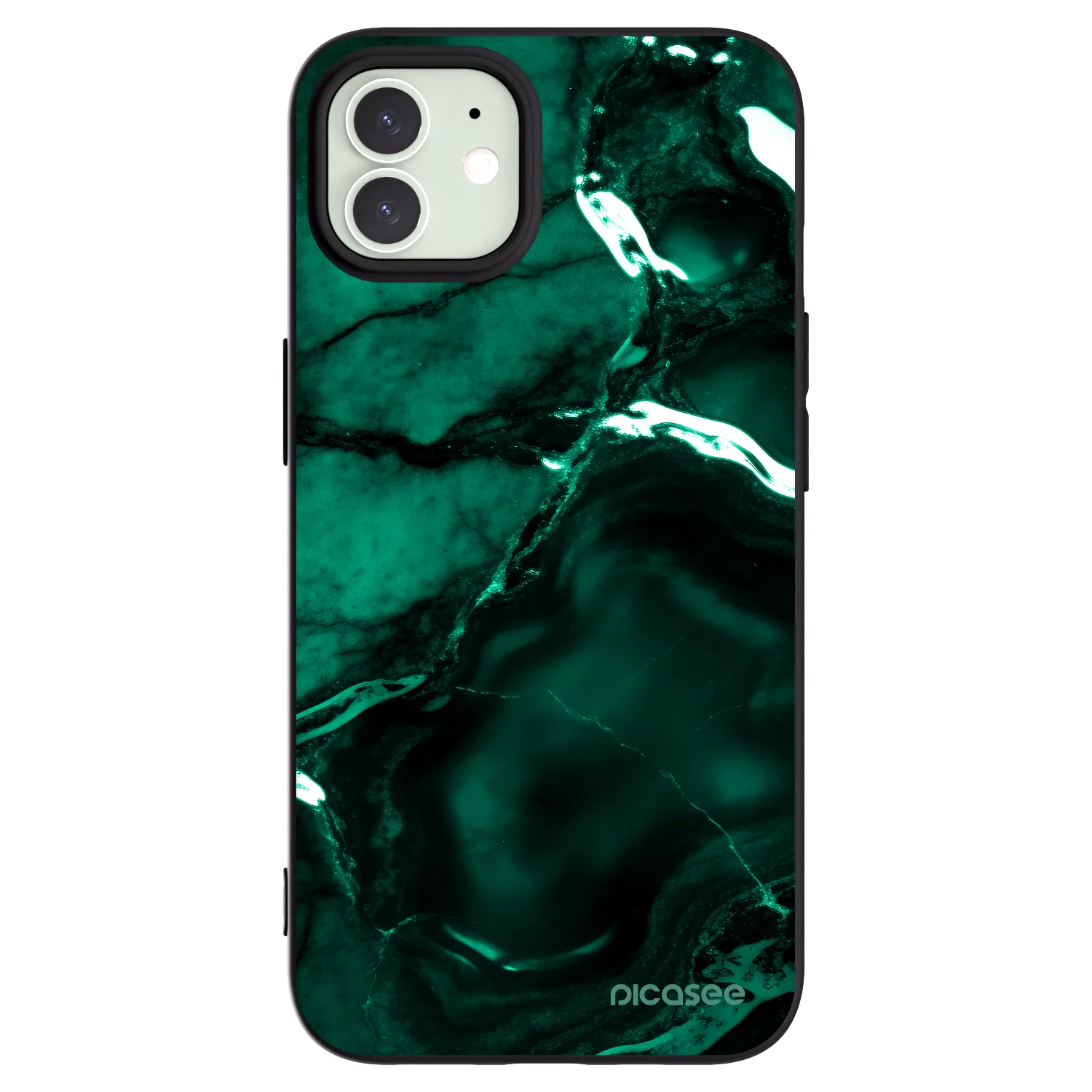 Picasee fekete szilikon tok az alábbi mobiltelefonokra Apple iPhone 12 Pro - Dark emerald