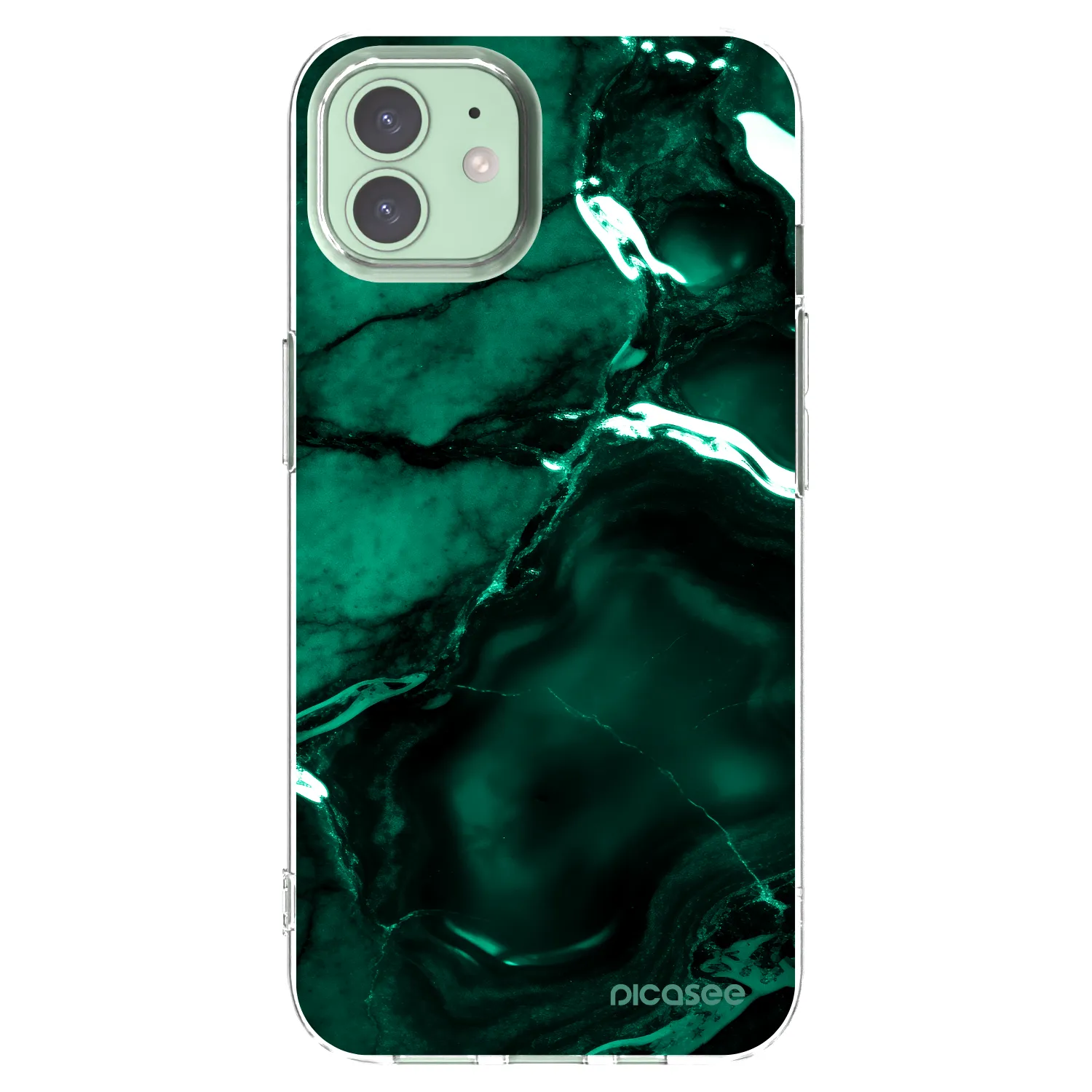 Picasee átlátszó szilikon tok az alábbi mobiltelefonokra Apple iPhone 12 Pro - Dark emerald