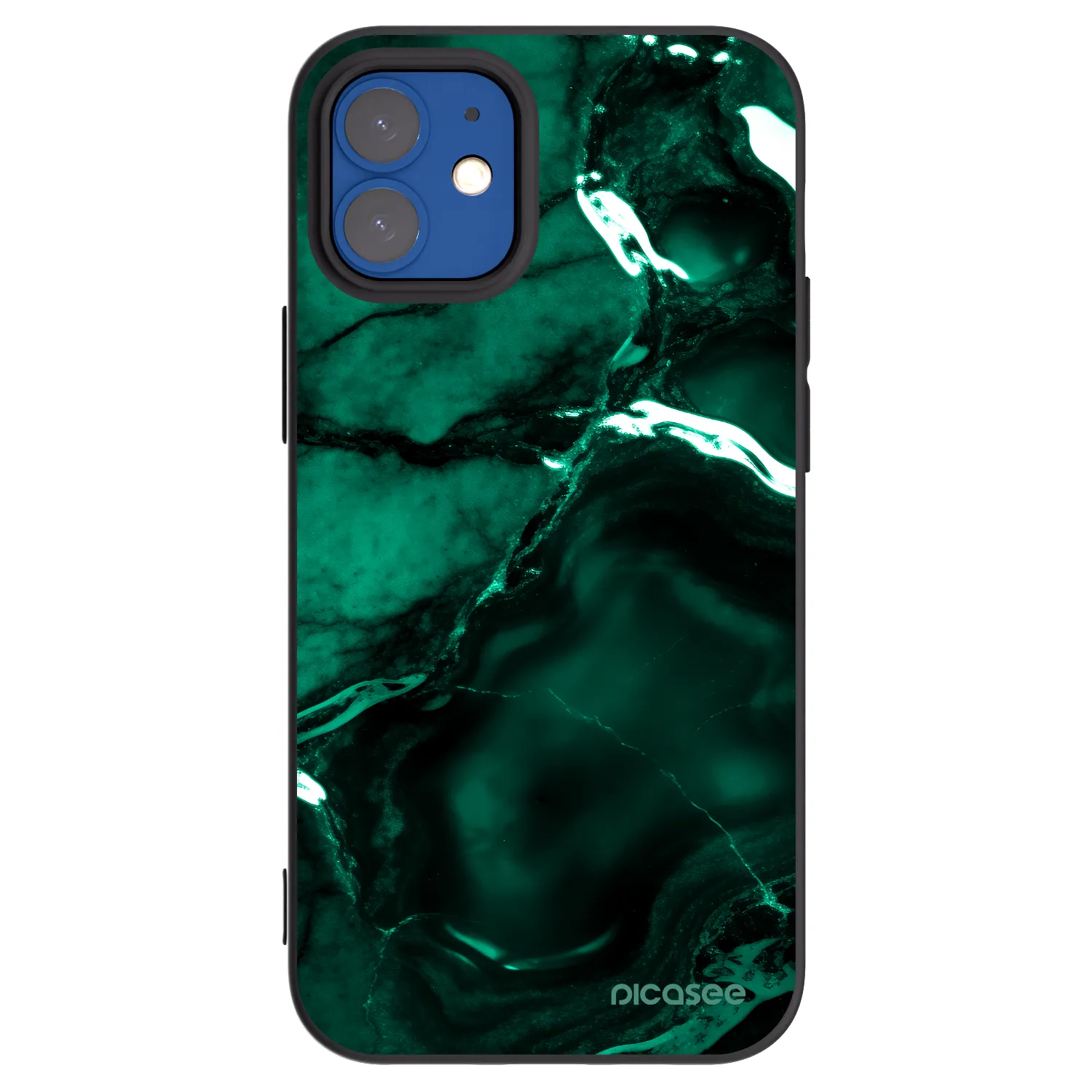 Picasee fekete szilikon tok az alábbi mobiltelefonokra Apple iPhone 12 mini - Dark emerald