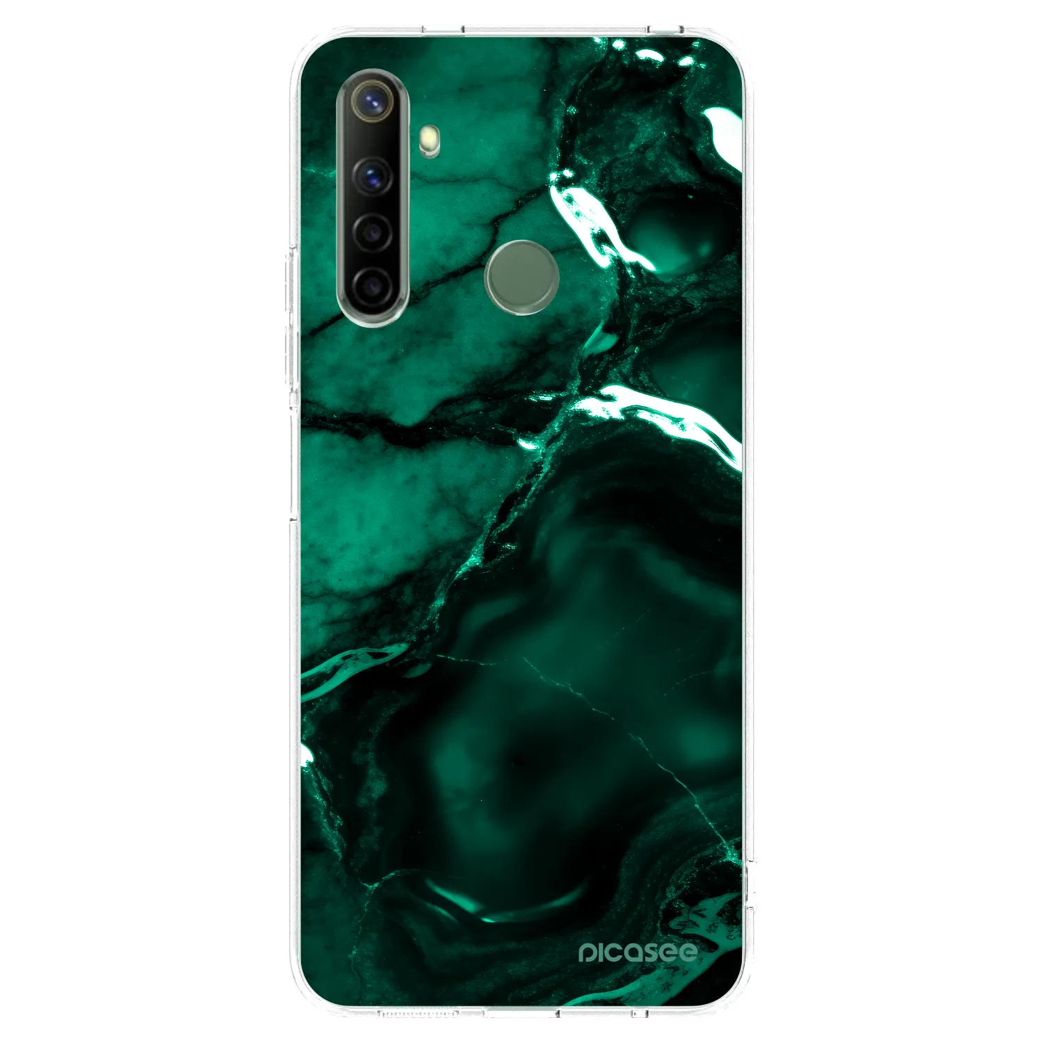 Picasee átlátszó szilikon tok az alábbi mobiltelefonokra Realme 6i - Dark emerald