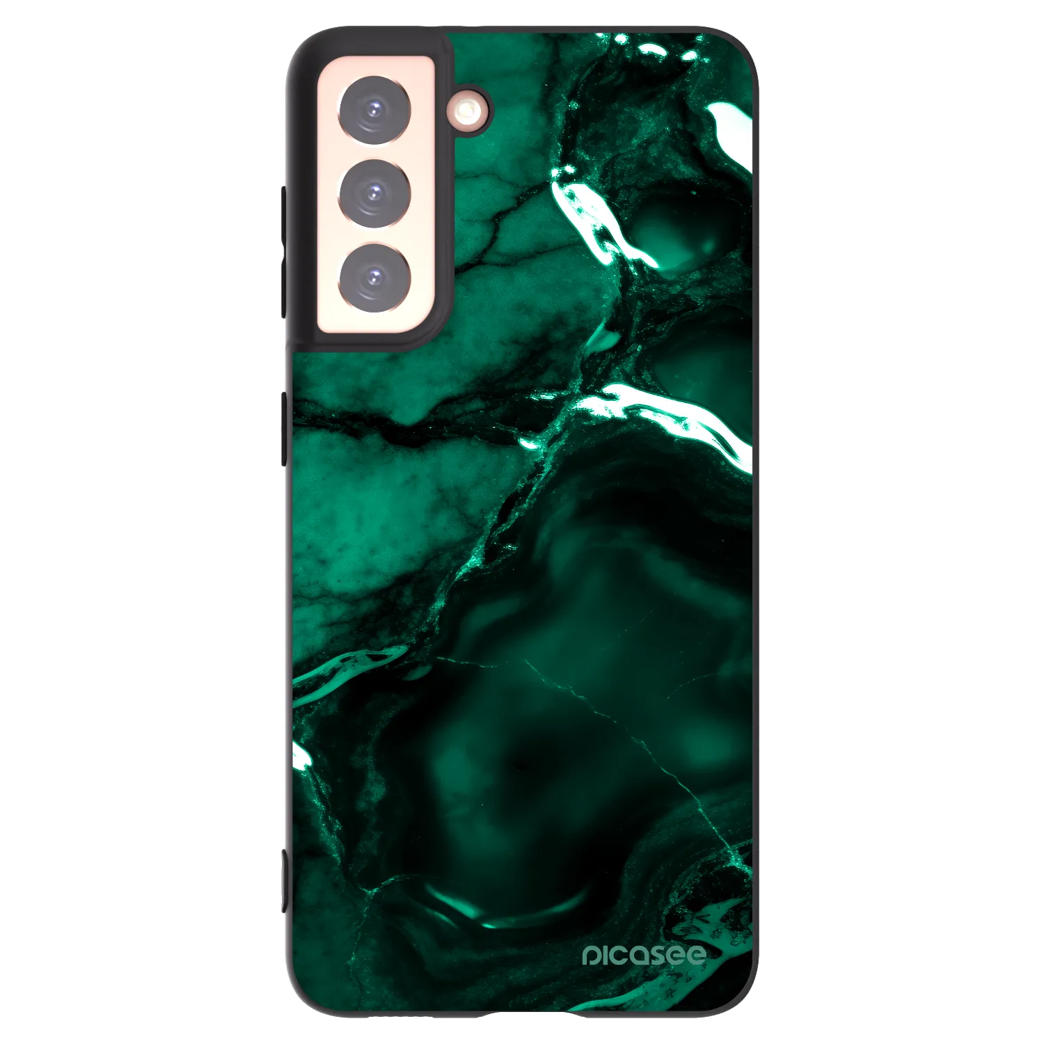 Picasee fekete szilikon tok az alábbi mobiltelefonokra Samsung Galaxy S21 5G G991B - Dark emerald