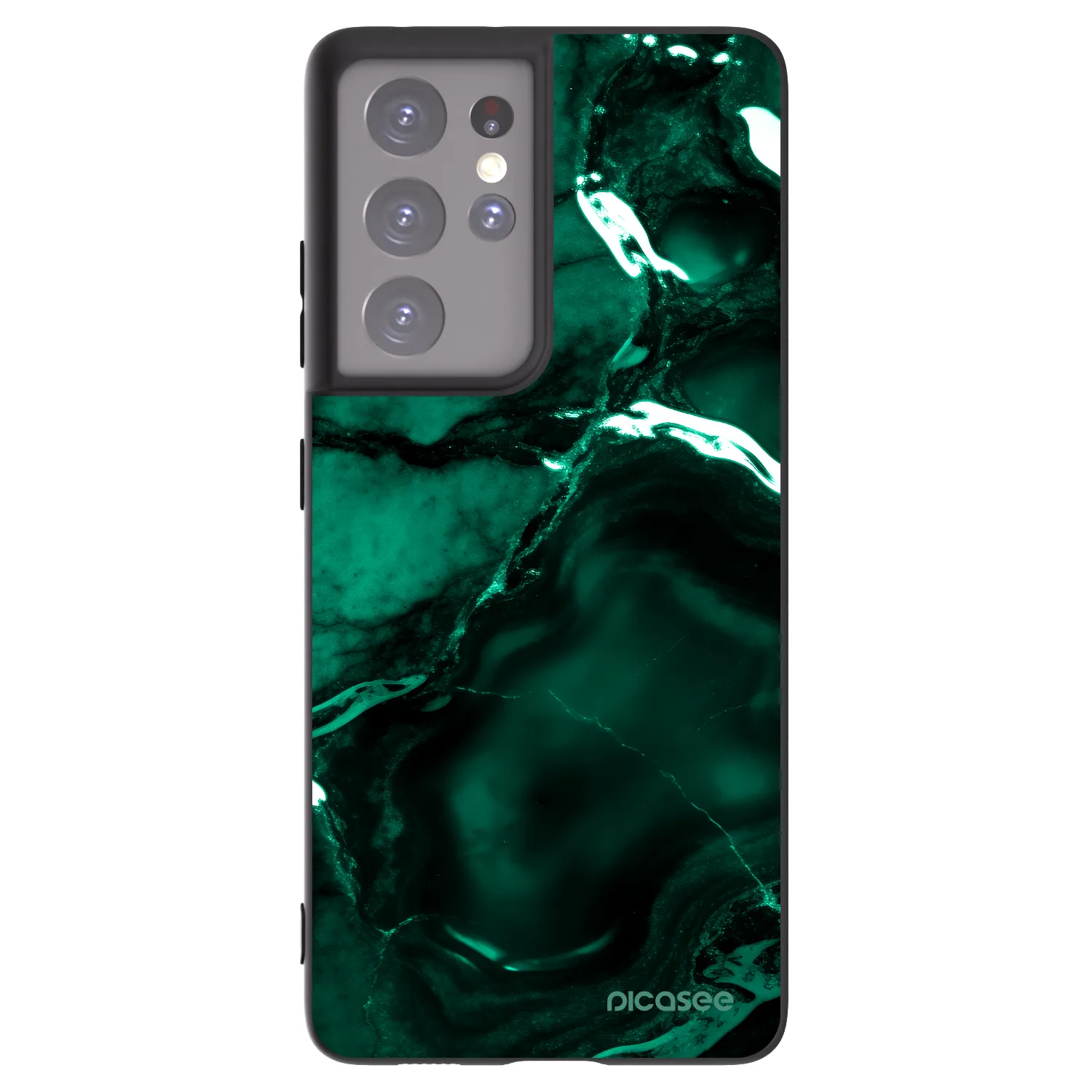 Picasee fekete szilikon tok az alábbi mobiltelefonokra Samsung Galaxy S21 Ultra 5G G998B - Dark emerald