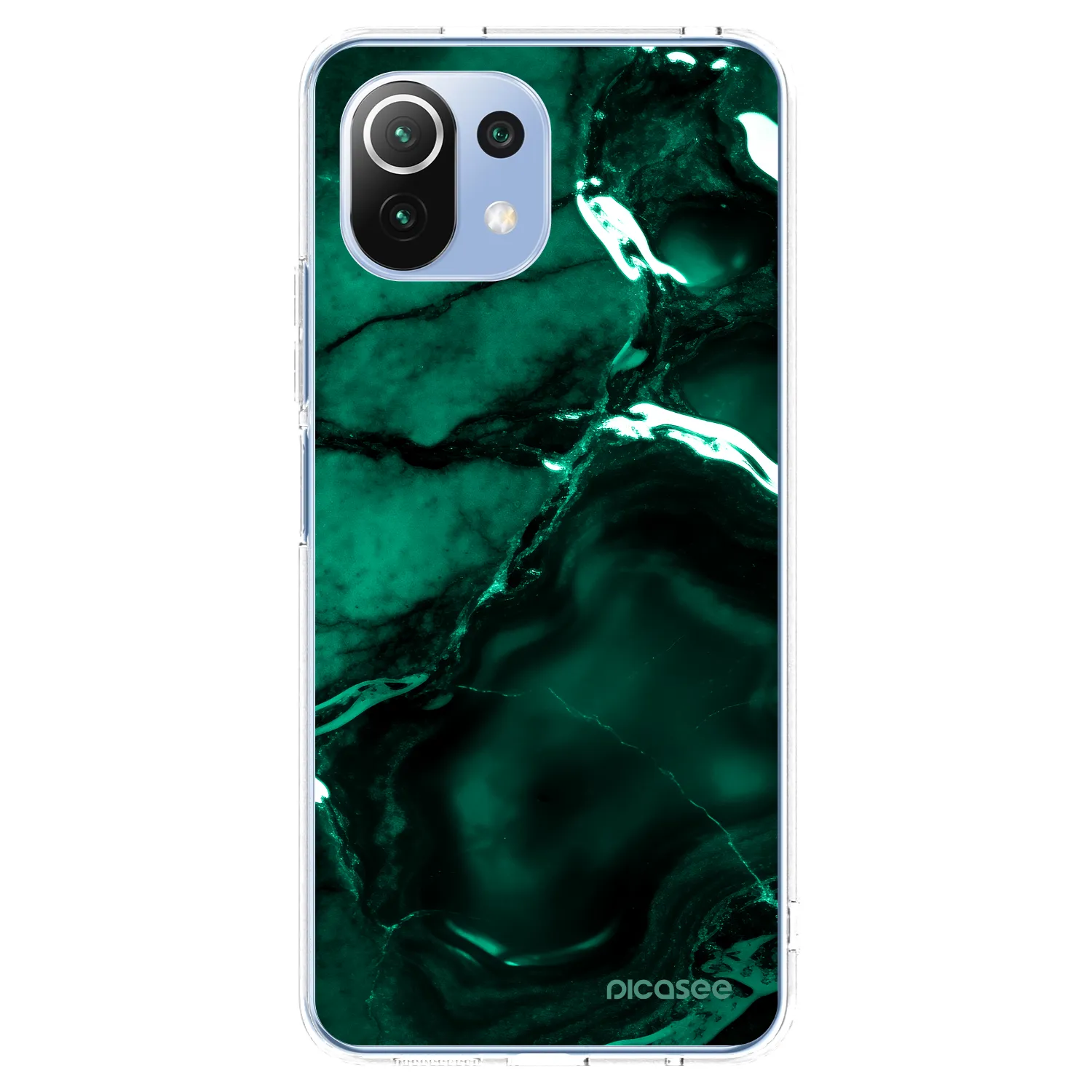 Picasee átlátszó szilikon tok az alábbi mobiltelefonokra Xiaomi Mi 11 Lite - Dark emerald